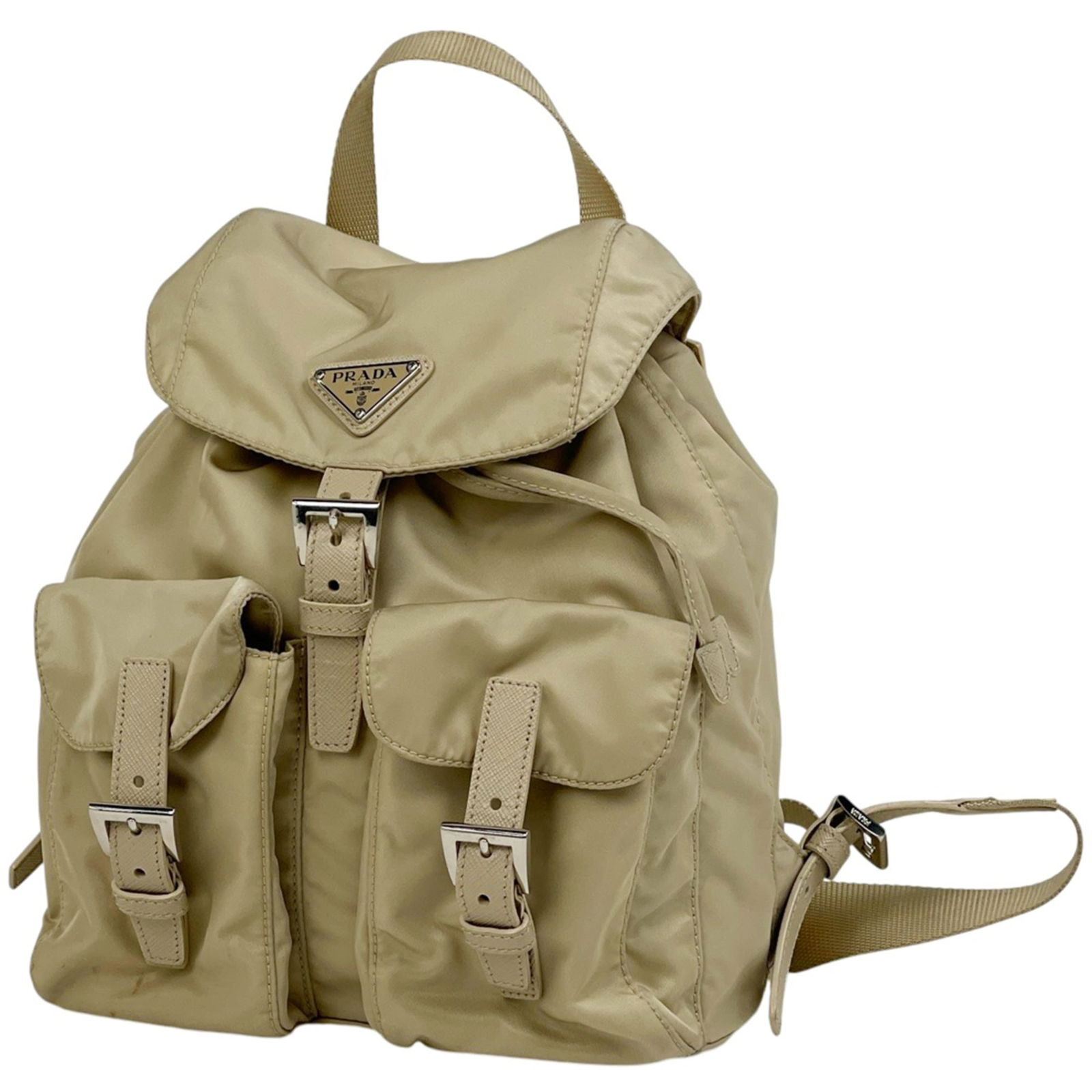 Leather - Prada Backpack Nylon: Leather - Prada Backpack Nylon This listing features Leather - Prada Backpack Nylon. Item specifics are provided below. Item Specifics: Brand: Prada Type: Backpack Material: Nylon , Leather Color: Bei
