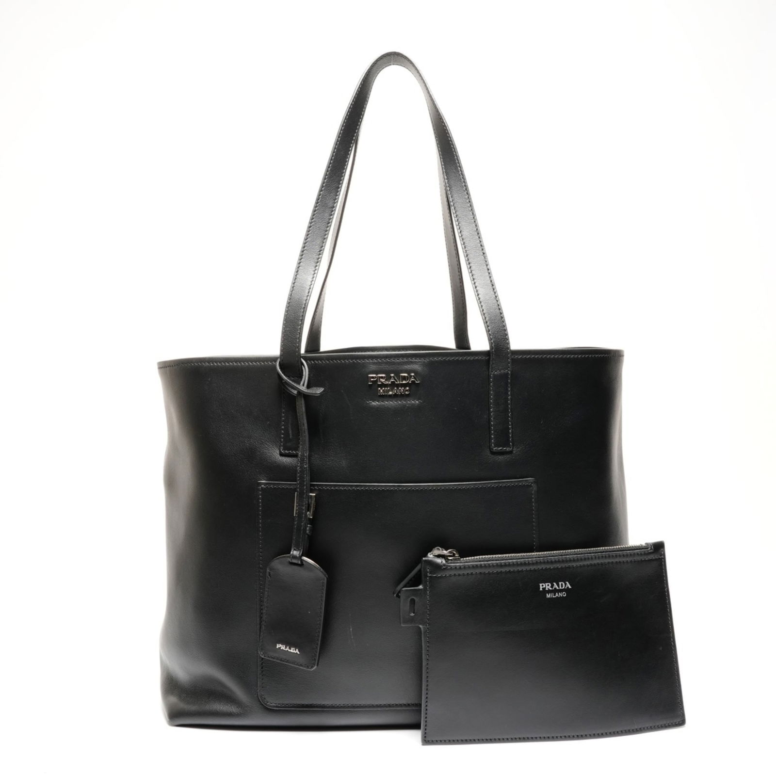 Leather Prada Shoulder Bag: Leather Prada Shoulder Bag This listing features Leather Prada Shoulder Bag. Item specifics are provided below. Item Specifics: Brand: Prada Type: Shoulder Bag Material: Leather Color: Black Gender: W