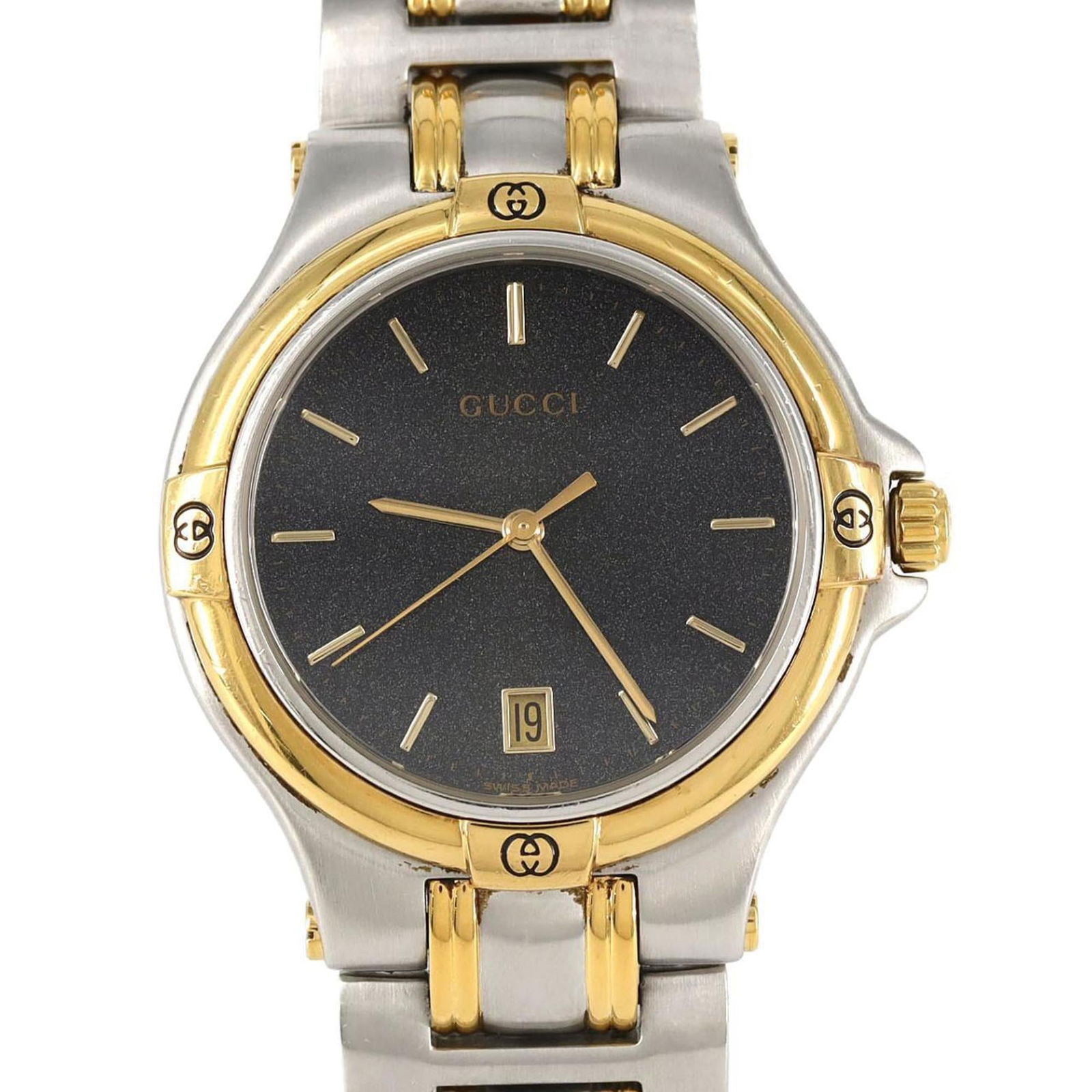 Wristwatch Gucci: Wristwatch Gucci This listing features Wristwatch Gucci. Item specifics are provided below. Item Specifics: Brand: Gucci Type: Wristwatch Gender: Men Material (Case): Gold Plated, Stainless Steel Mate