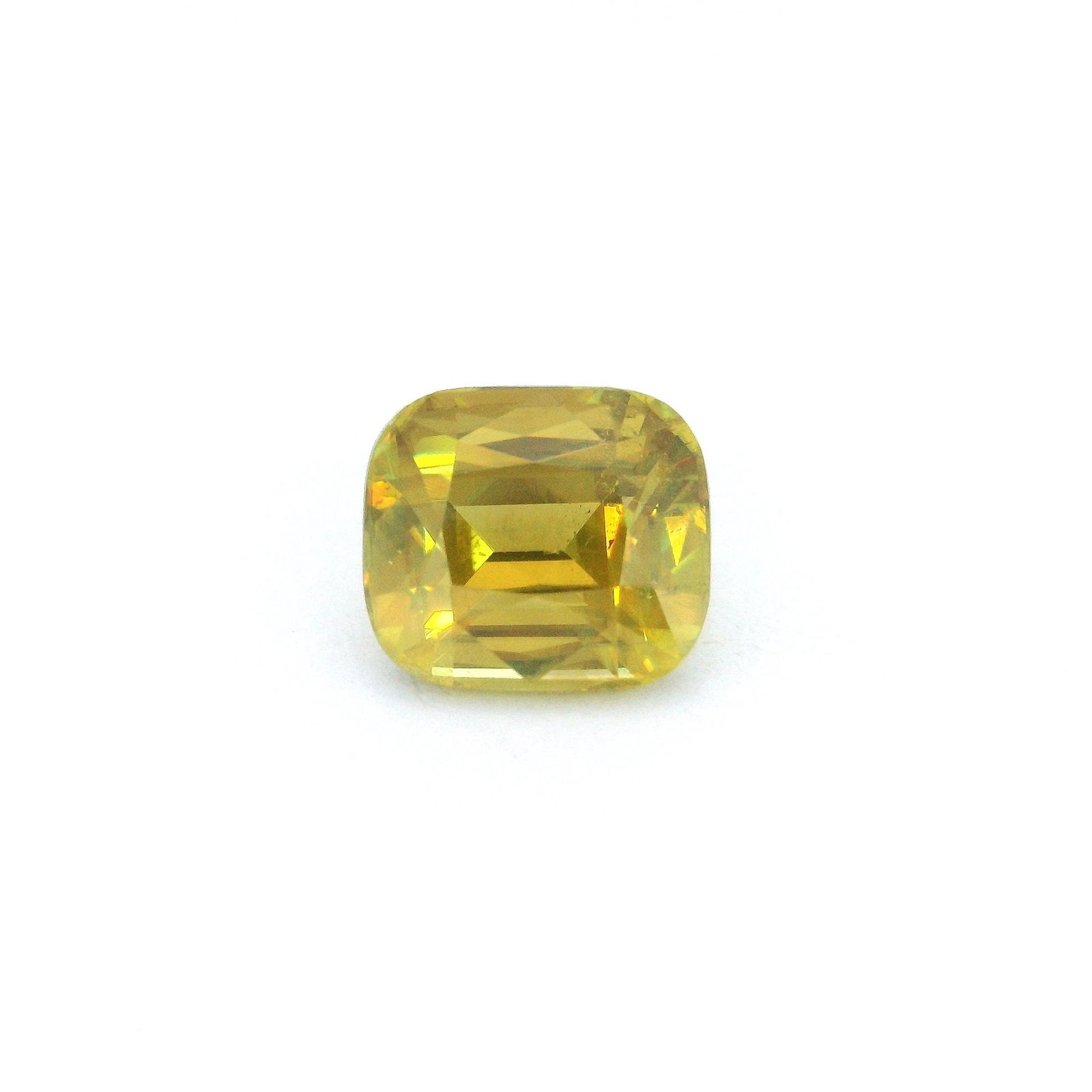 Loose Sphene Gemstone - GSI Cushion 2.39ct Yellow SI: Loose Sphene Gemstone - GSI Cushion 2.39ct Yellow SI This listing features Loose Sphene Gemstone - GSI Cushion 2.39ct Yellow SI. Item specifics are provided below. Item Specifics: Type: Sphene