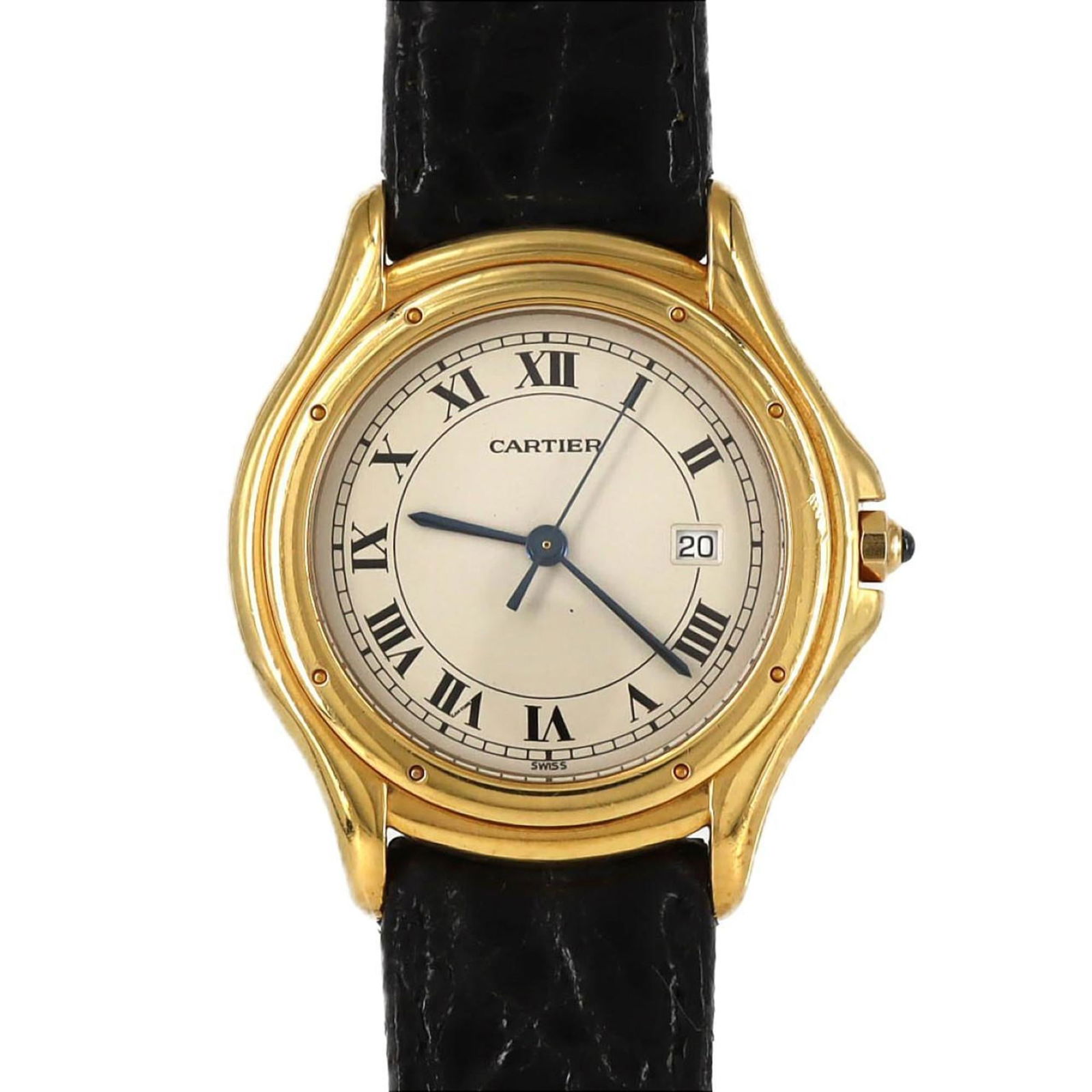 Wristwatch Cartier: Wristwatch Cartier This listing features Wristwatch Cartier. Item specifics are provided below. Item Specifics: Brand: Cartier Type: Wristwatch Gender: Men Material (Case): Yellow Gold Color (Dial): S