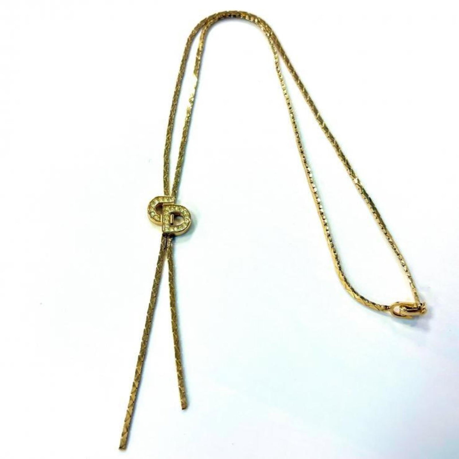 Dior. Christian Dior CD logo rhinestone necklace in gold. Vintage: Dior. Christian Dior CD logo rhinestone necklace in gold. Vintage This listing features Dior. Christian Dior CD logo rhinestone necklace in gold. Vintage. Item specifics are provided below. Item Speci