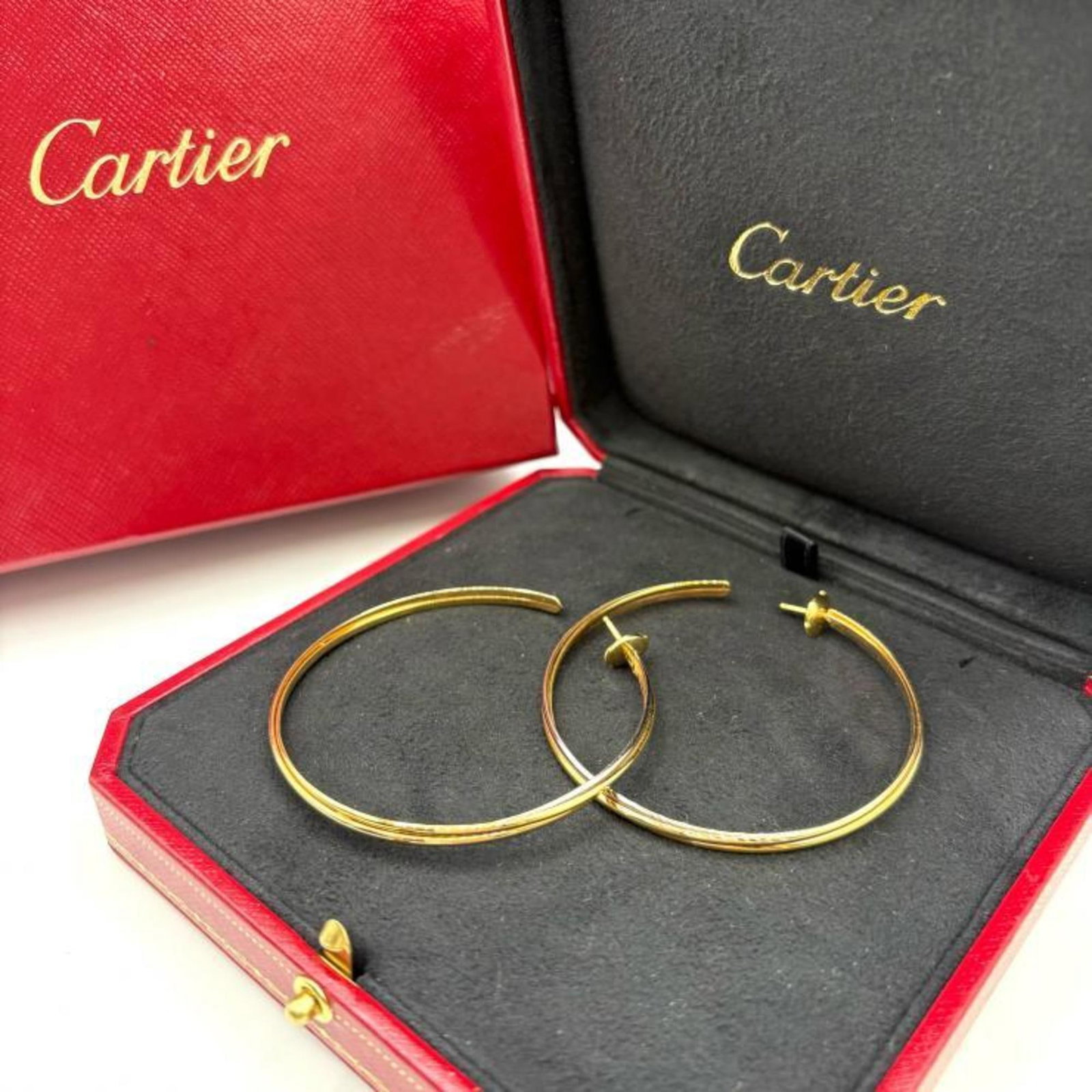 Yellow Gold (18K) - Cartier Hoop Earrings Pink Gold (18K) - White Gold (18K): Yellow Gold (18K) - Cartier Hoop Earrings Pink Gold (18K) - White Gold (18K) This listing features Yellow Gold (18K) - Cartier Hoop Earrings Pink Gold (18K) - White Gold (18K). Item specifics are