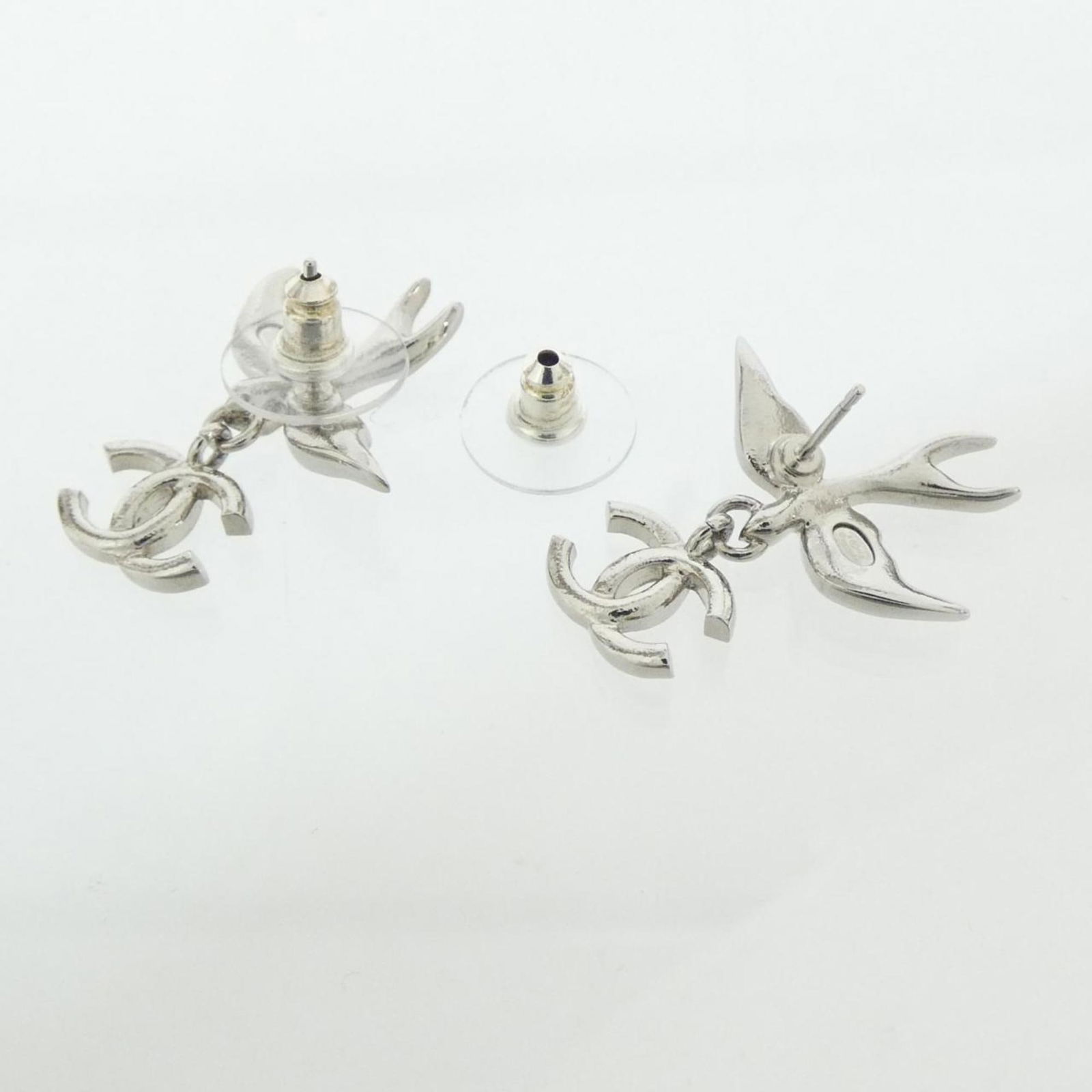 Silver Chanel Stud Earrings - 3