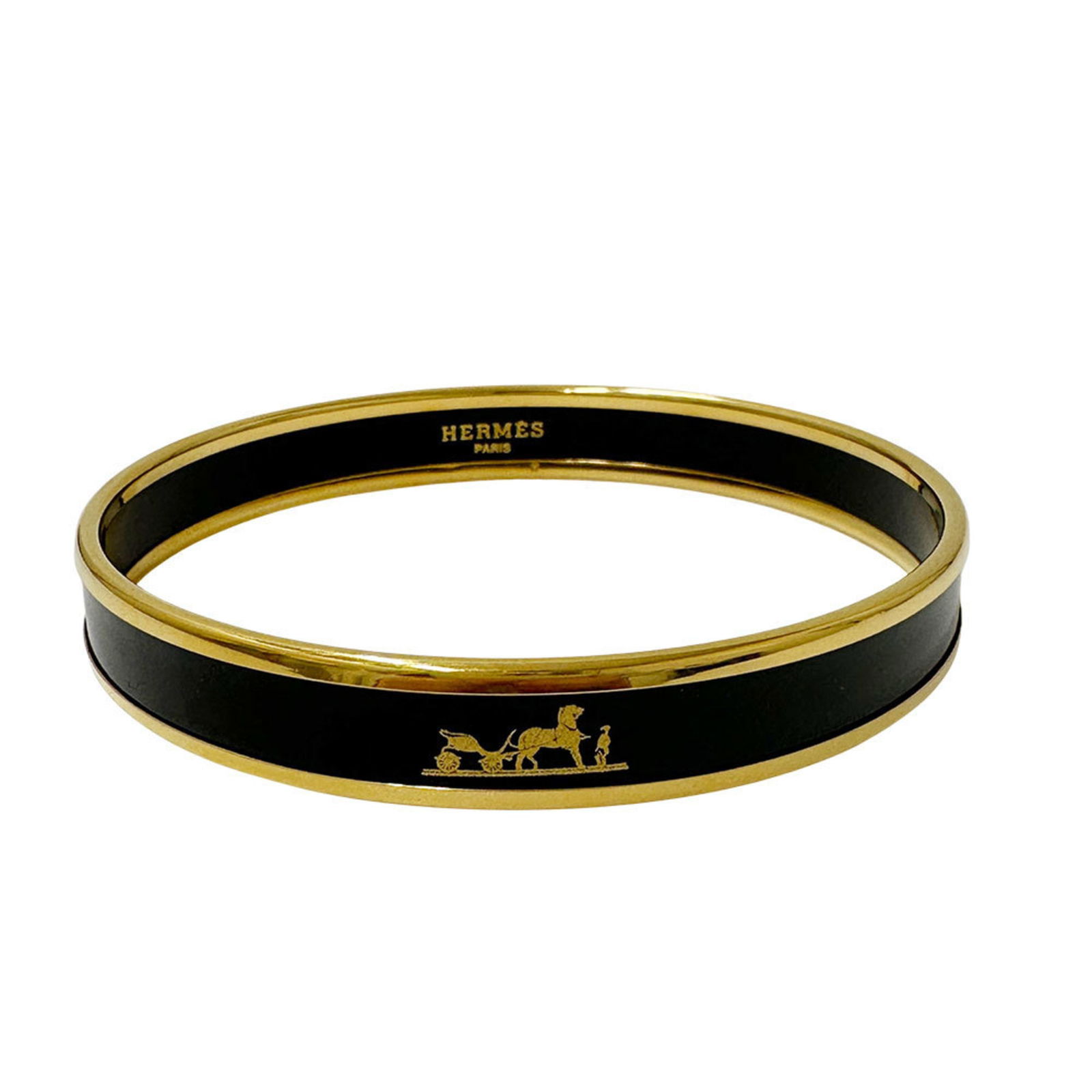 Bangle Hermes: Bangle Hermes This listing features Bangle Hermes. Item specifics are provided below. Item Specifics: Brand: Hermes Type: Bangle Gender: Women Finish: Gold Plated Color: Black, Gold Length: 21cm / 8.2