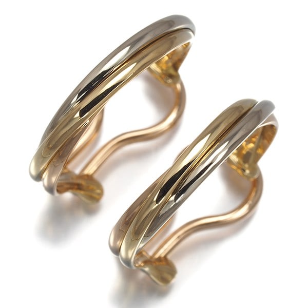Gold Cartier Earrings Trinity 3Color Hoop 18K 750 Yellow White Rose (1 of 5)