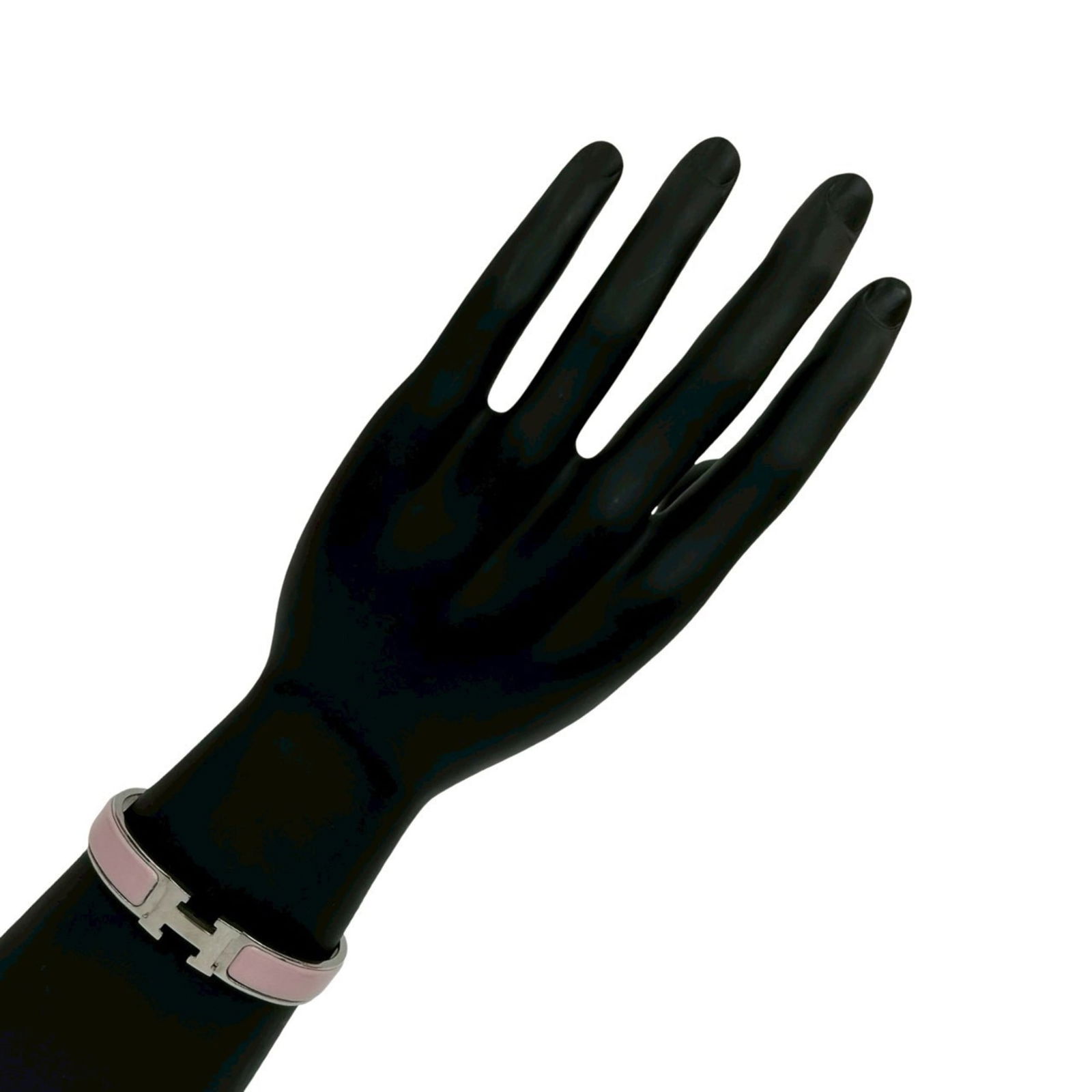 Metal Hermes Bangle: Metal Hermes Bangle This listing features Metal Hermes Bangle. Item specifics are provided below. Item Specifics: Brand: Hermes Type: Bangle Gender: Women Material: Metal Color: Pink, Silver Length: