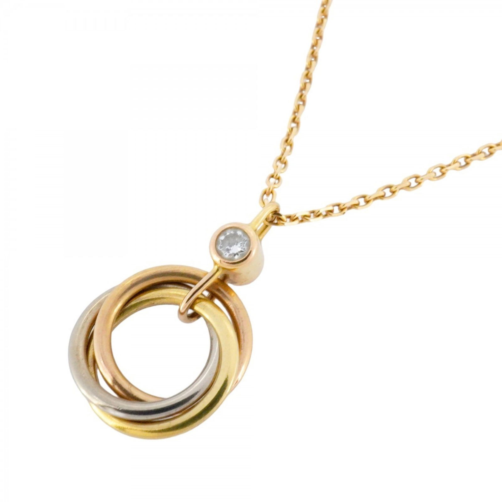 Women's - Cartier Baby Trinity Necklace - 1PD - 18KYG Yellow Gold - 18KWG White 18KPG Pink Diamond: Women's - Cartier Baby Trinity Necklace - 1PD - 18KYG Yellow Gold - 18KWG White 18KPG Pink Diamond This listing features Women's - Cartier Baby Trinity Necklace - 1PD - 18KYG Yellow Gold - 18KWG