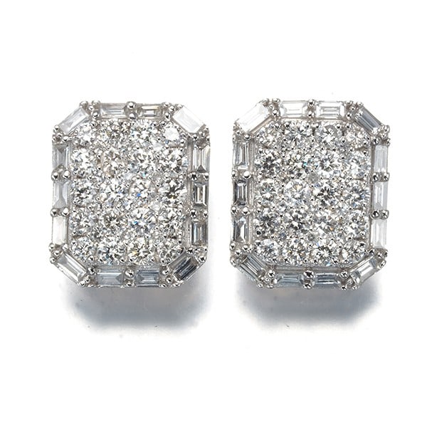 Gold Diamond 1.19Ct/ 1.19Ct Square Paved Baguette-Cut Earrings 18K 750 White: Gold Diamond 1.19Ct/ 1.19Ct Square Paved Baguette-Cut Earrings 18K 750 White This listing features Gold Diamond 1.19Ct/ 1.19Ct Square Paved Baguette-Cut Earrings 18K 750 White. Item specifics are prov