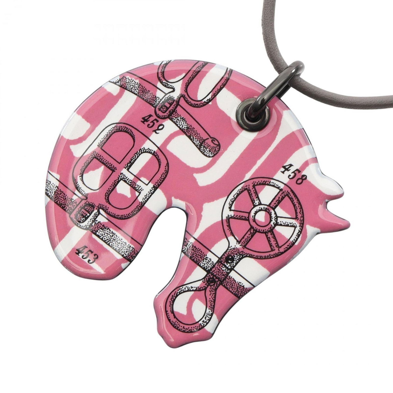 Gray - Hermes Herms Tattersall PM Necklace by Manufacture de Boucleries - Leather and Enamel -: Gray - Hermes Herms Tattersall PM Necklace by Manufacture de Boucleries - Leather and Enamel - Women's - Pink - White This listing features Gray - Hermes Herms Tattersall PM Necklace by Manufacture de