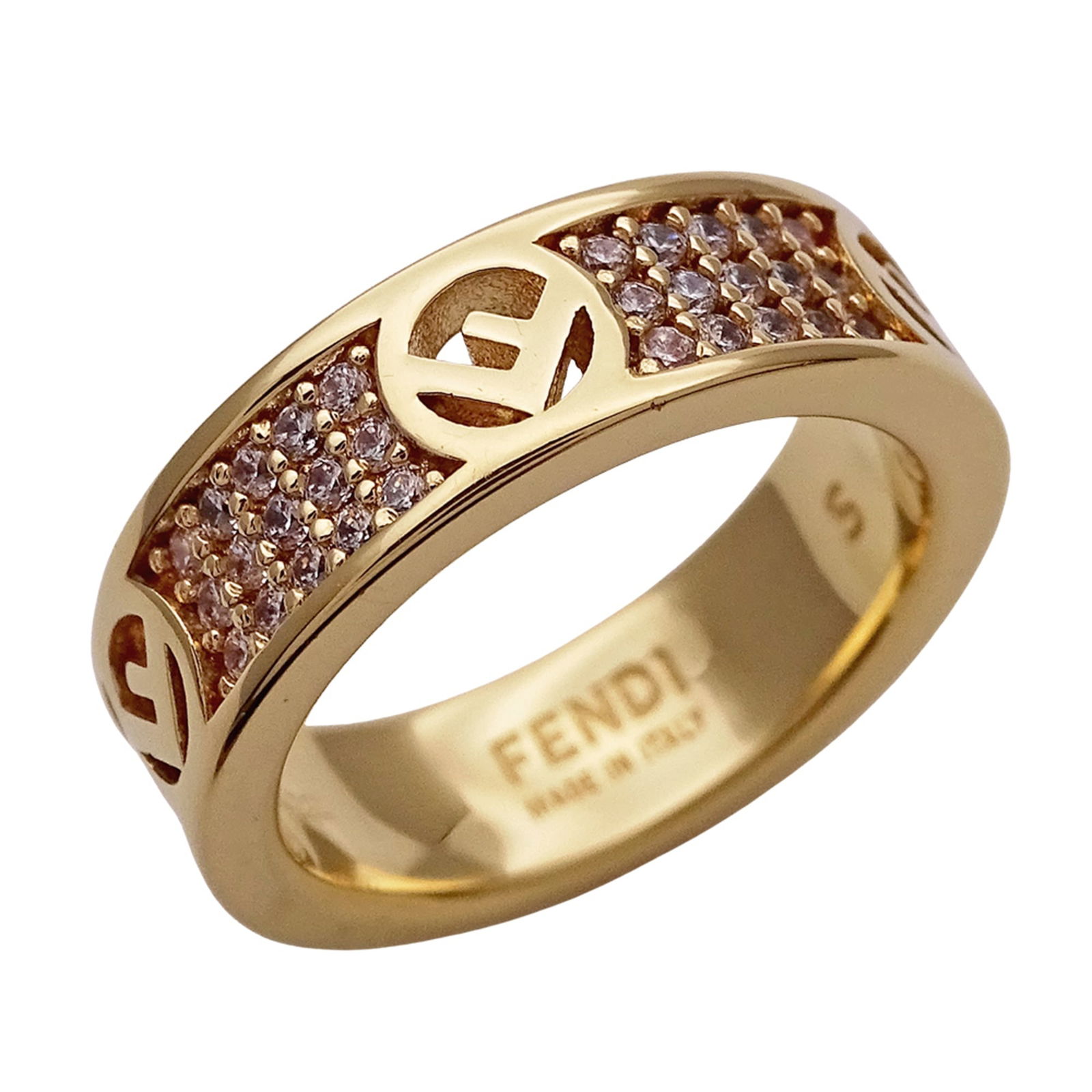 Metal Fendi Band Ring: Metal Fendi Band Ring This listing features Metal Fendi Band Ring. Item specifics are provided below. Item Specifics: Brand: Fendi Type: Band Ring Gender: Women Color: Gold Material: Metal Stone: Rhin