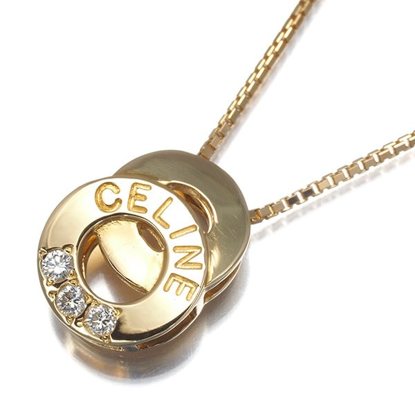 Gold Celine Necklace Diamond 0.10Ct Double Circle Logo 18K 750 Yellow: Gold Celine Necklace Diamond 0.10Ct Double Circle Logo 18K 750 Yellow This listing features Gold Celine Necklace Diamond 0.10Ct Double Circle Logo 18K 750 Yellow. Item specifics are provided below. It