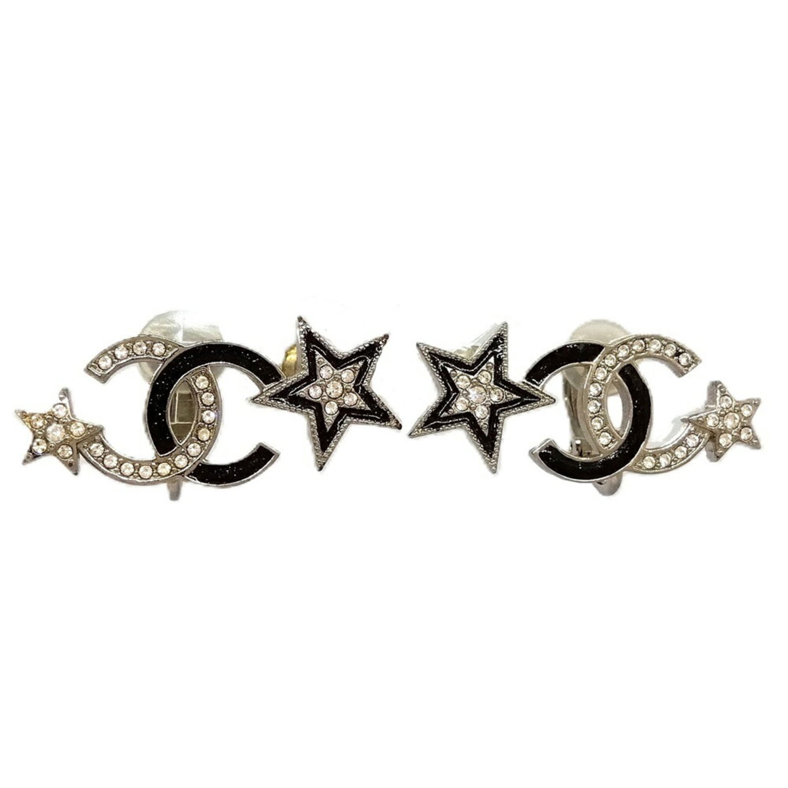 Earrings Chanel Stud: Earrings Chanel Stud This listing features Earrings Chanel Stud. Item specifics are provided below. Item Specifics: Brand: Chanel Type: Stud Earrings Gender: Women Color: Black, Silver Stone: Rhinesto