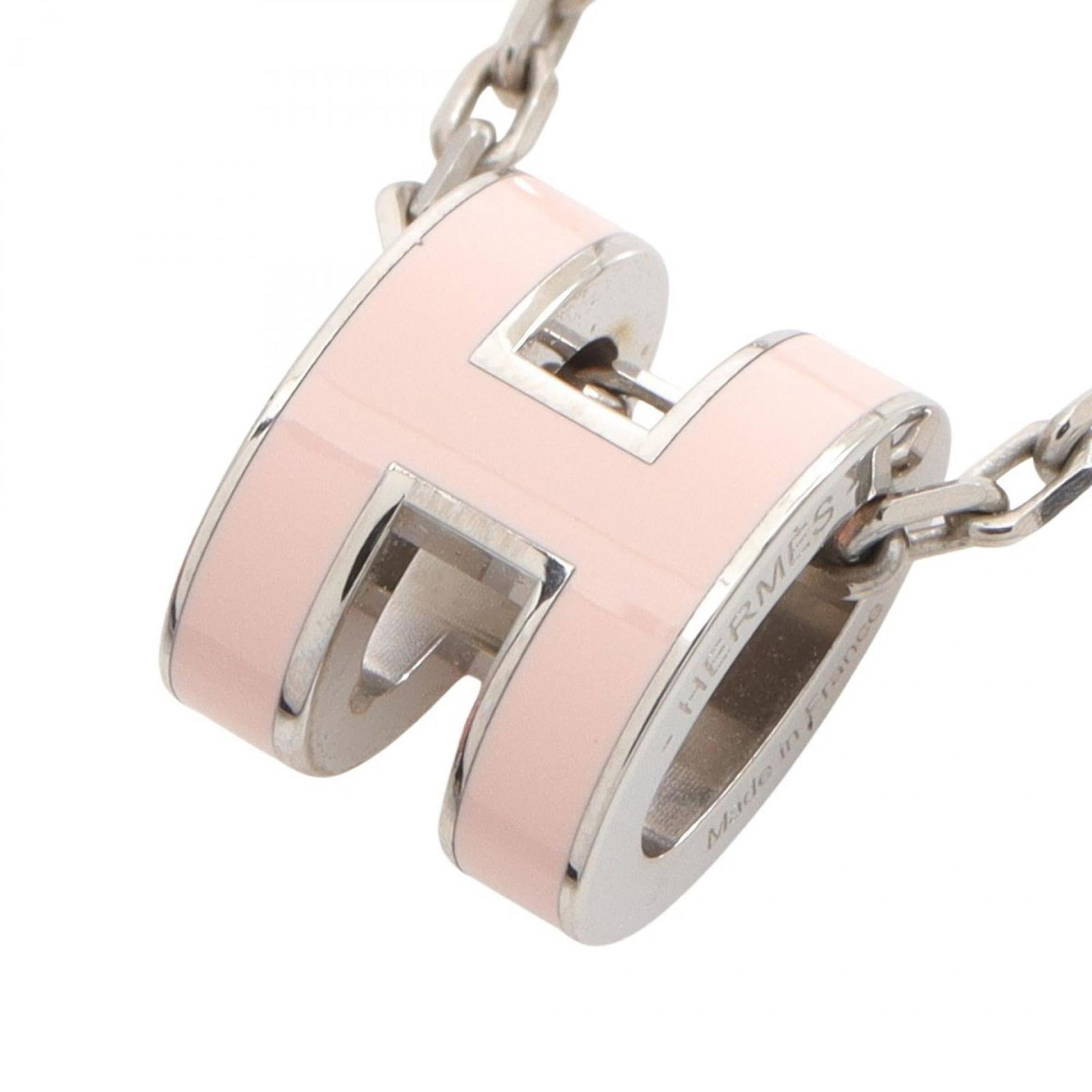 Silver and Pink - Hermes Herms MINI POP H Necklace in Stainless Steel: Silver and Pink - Hermes Herms MINI POP H Necklace in Stainless Steel This listing features Silver and Pink - Hermes Herms MINI POP H Necklace in Stainless Steel. Item specifics are provided below. It