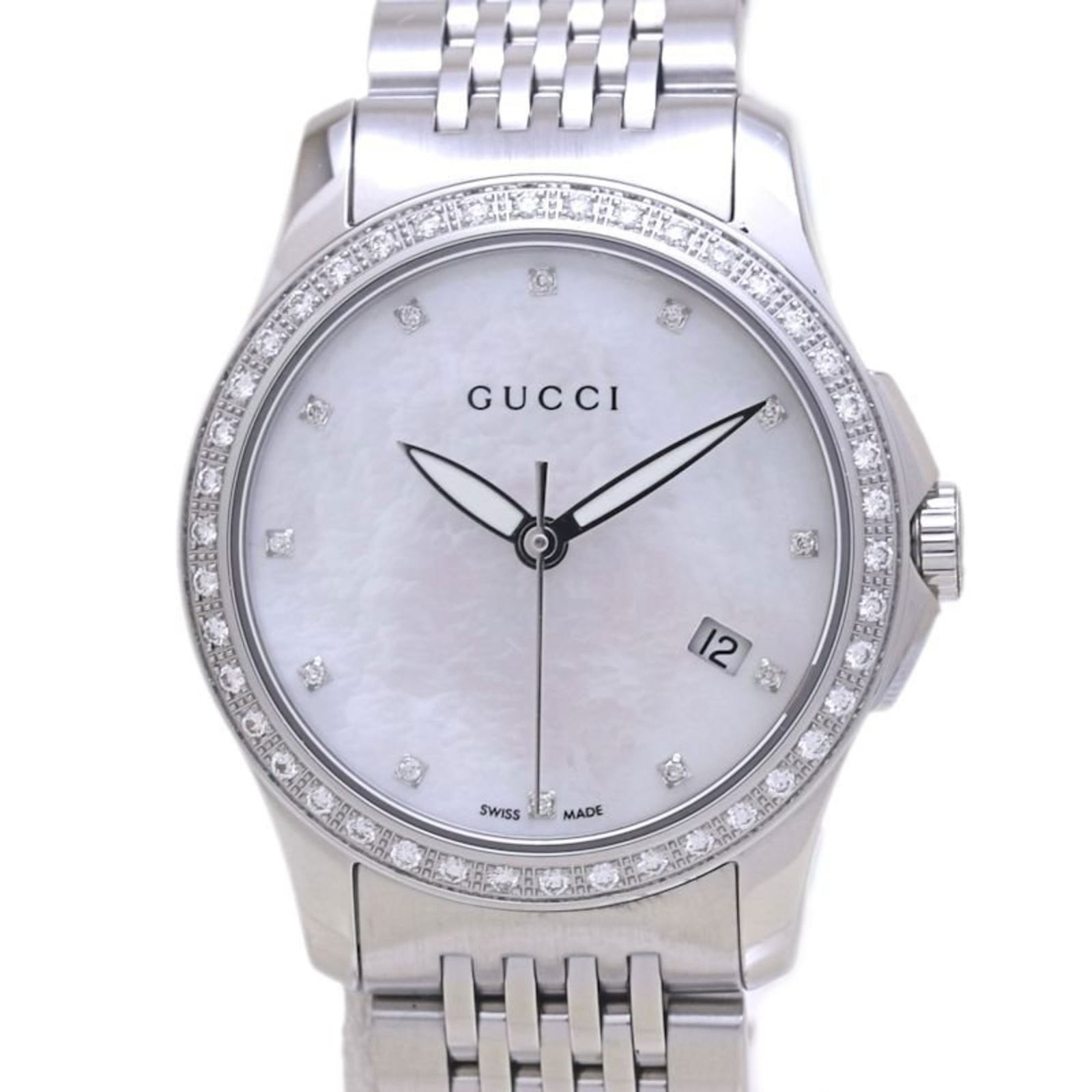 Wristwatch Gucci: Wristwatch Gucci This listing features Wristwatch Gucci. Item specifics are provided below. Item Specifics: Brand: Gucci Type: Wristwatch Gender: Women Material (Case): Stainless Steel Material (Band)