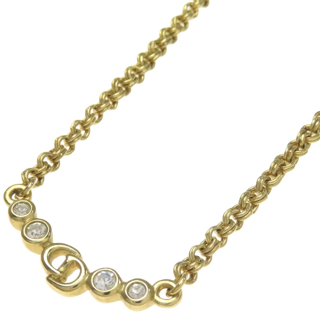 Metal CHRISTIAN DIOR CD logo rhinestone Necklace (1 of 5)