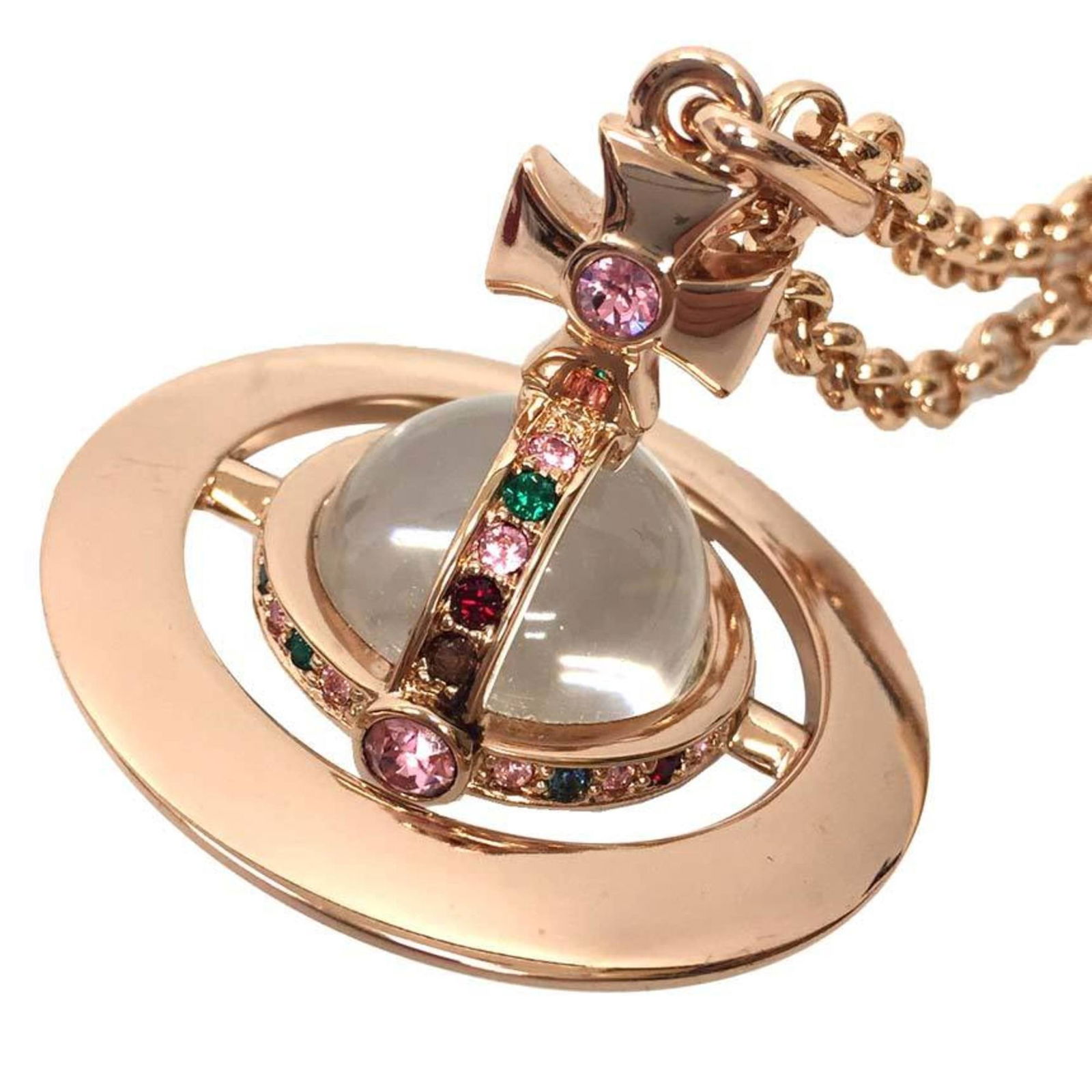 chain. Vivienne Westwood SMALL ORB pendant necklace in pink gold and rose with a long: chain. Vivienne Westwood SMALL ORB pendant necklace in pink gold and rose with a long This listing features chain. Vivienne Westwood SMALL ORB pendant necklace in pink gold and rose with a long. Item