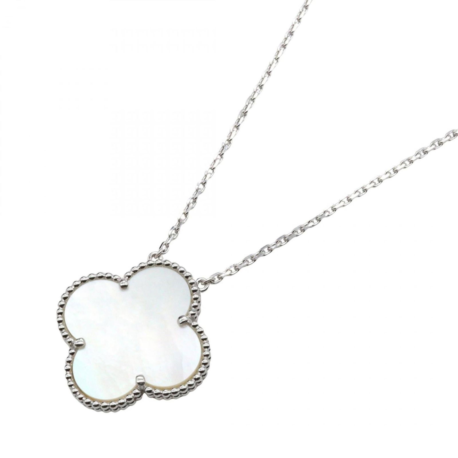 Silver/ White - Van Cleef & Arpels Magic Alhambra Mother-of-Pearl Necklace - 18K White Gold: Silver/ White - Van Cleef & Arpels Magic Alhambra Mother-of-Pearl Necklace - 18K White Gold (VCARN32200) - Women's This listing features Silver/ White - Van Cleef & Arpels Magic Alhambra Mother-of-Pea