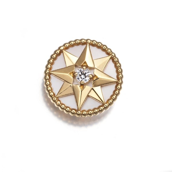 Yg Christian Dior Single Earring Mop Diamond Rose Des Vents Medium 18K (1 of 6)