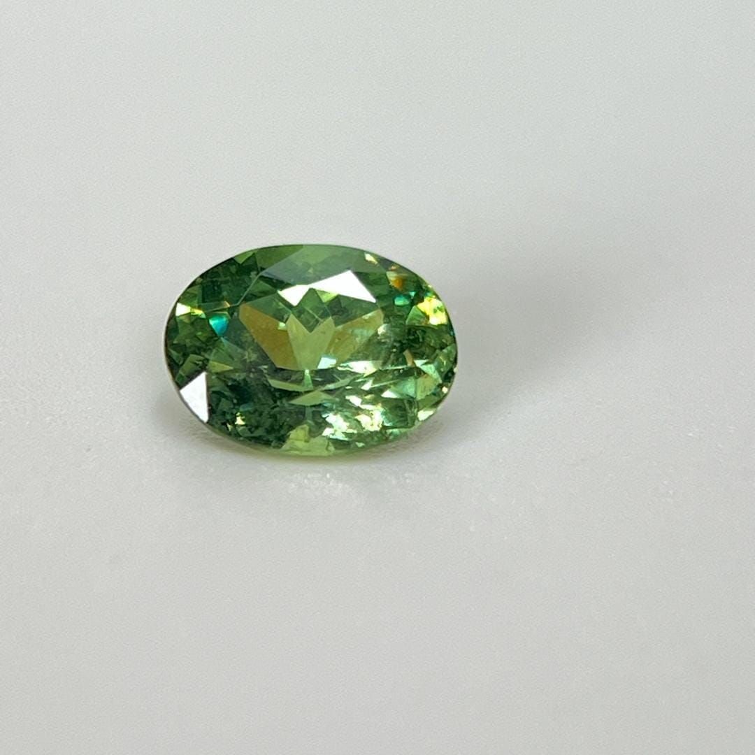 Loose Garnet Gemstone - Oval 1.43ct Green SI: Loose Garnet Gemstone - Oval 1.43ct Green SI This listing features Loose Garnet Gemstone - Oval 1.43ct Green SI. Item specifics are provided below. Item Specifics: Type: Garnet Carat: 1.43 Cut: Facete