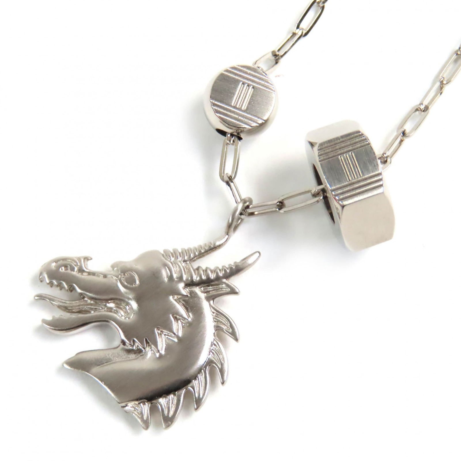 Very Popular - HERMES Talisman Dragon H Motif Pendant Necklace - Silver - with Box - Made in France: Very Popular - HERMES Talisman Dragon H Motif Pendant Necklace - Silver - with Box - Made in France - Women's This listing features Very Popular - HERMES Talisman Dragon H Motif Pendant Necklace -