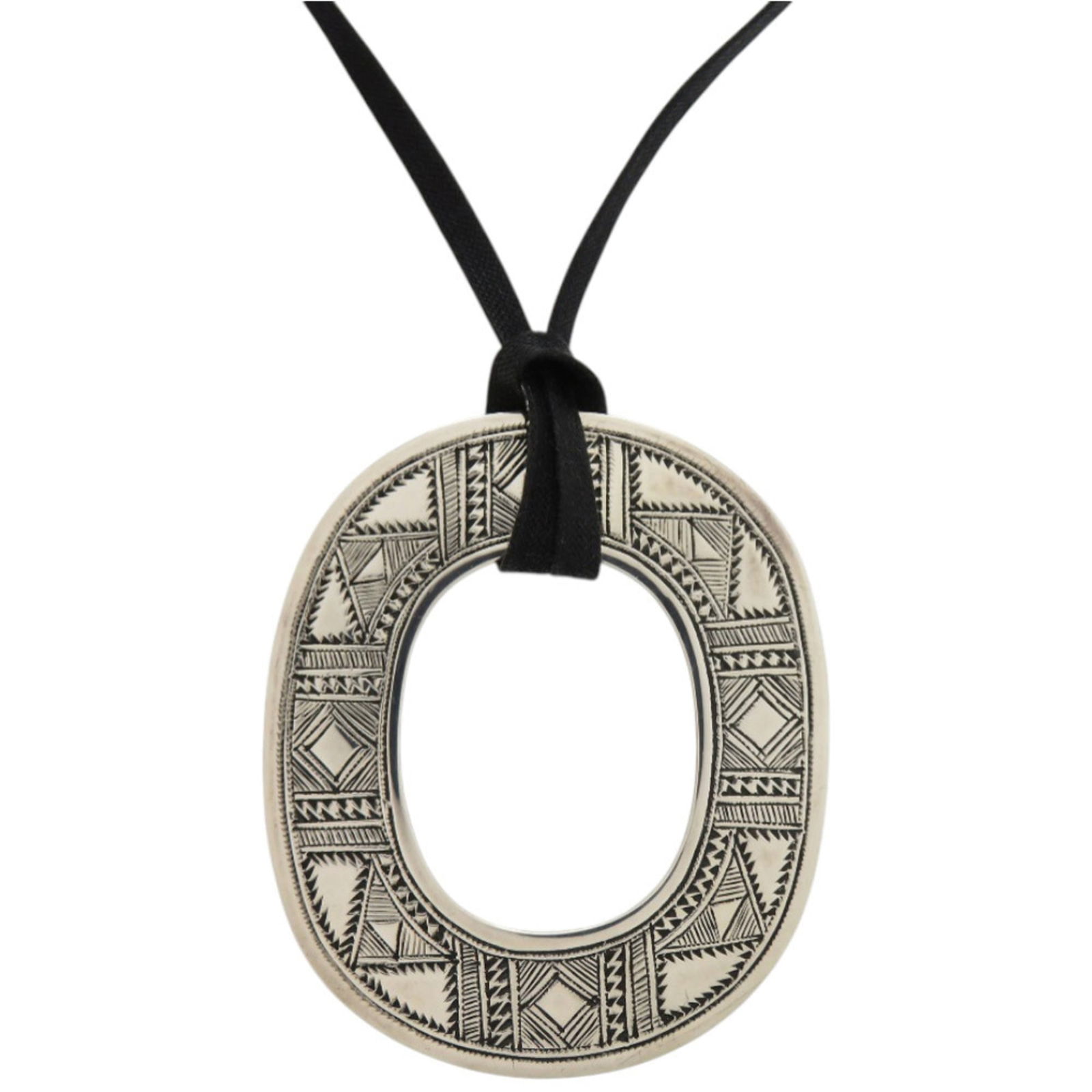 HERMES Herms Isme Touareg Pendant Vintage Silver 925 Black Necklace 1334 (1 of 9)