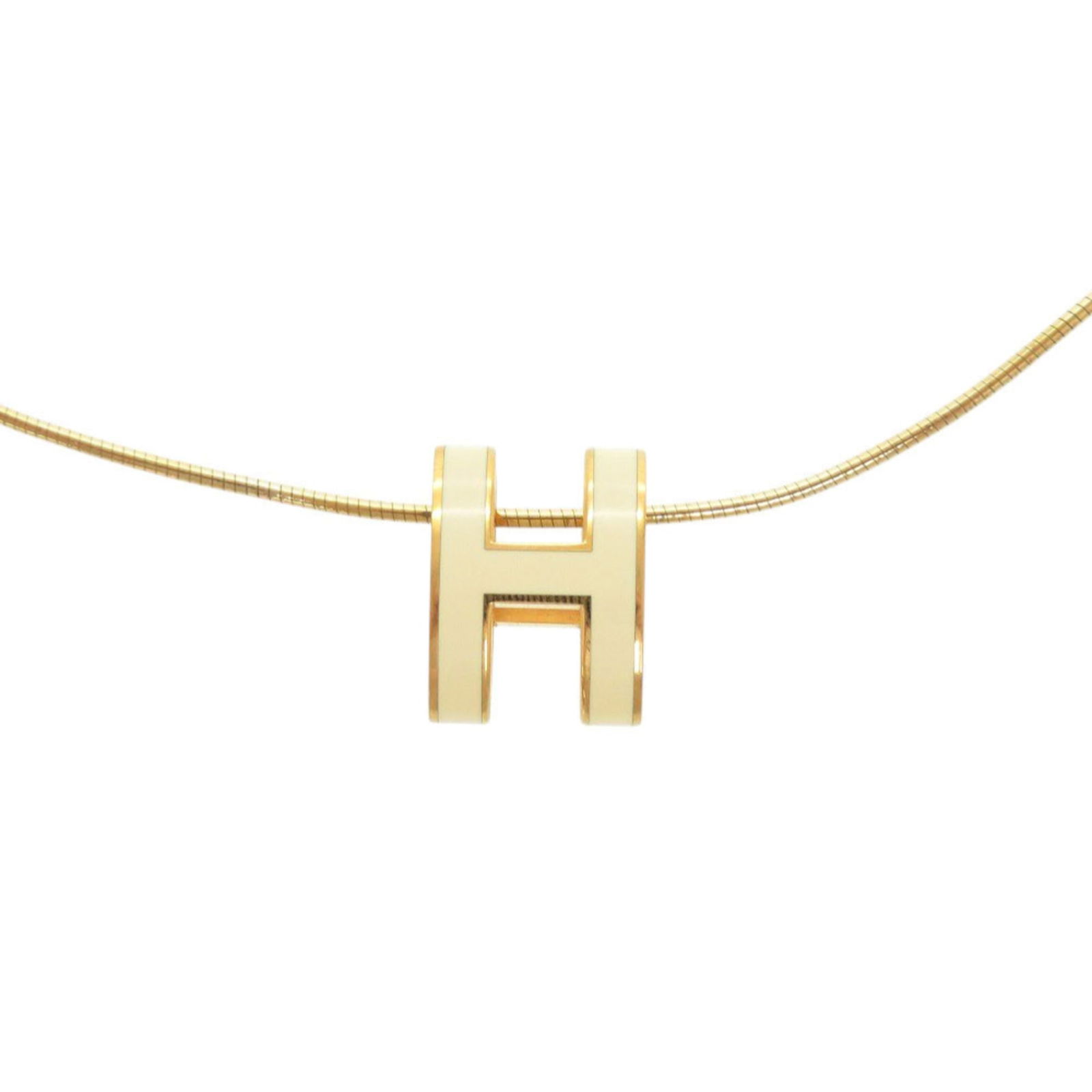 HERMES Pop H Metal Ivory Necklace 0164: HERMES Pop H Metal Ivory Necklace 0164 This listing features HERMES Pop H Metal Ivory Necklace 0164. Item specifics are provided below. Item Specifics: Brand: Hermes Necklace Type: Necklace Gender: Wo
