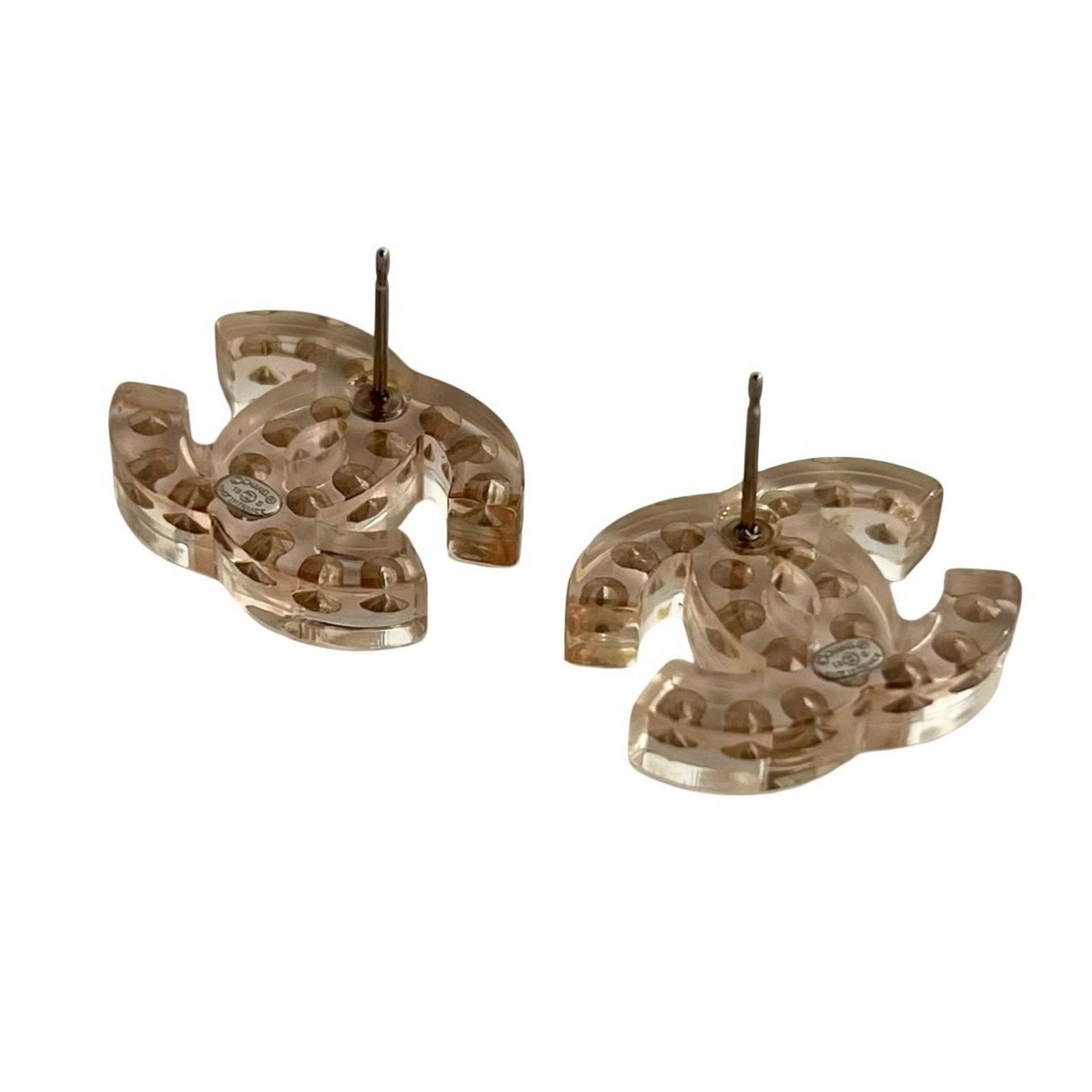 Plastic Chanel Stud Earrings - 5