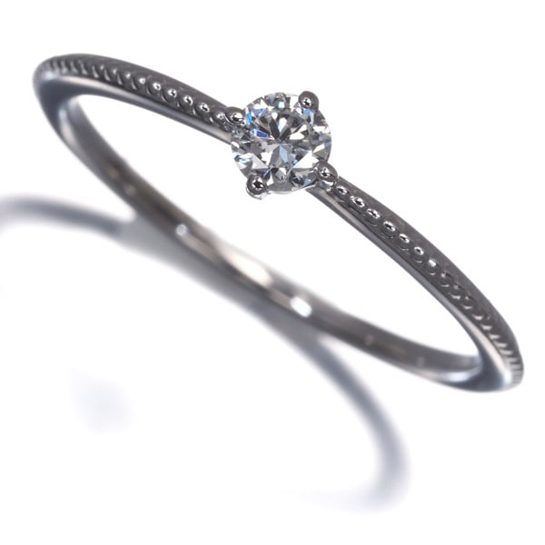 Platinum Ete Ring Diamond 0.1Ct Milgrain Solitaire Us5.25-5.5 900 (1 of 5)