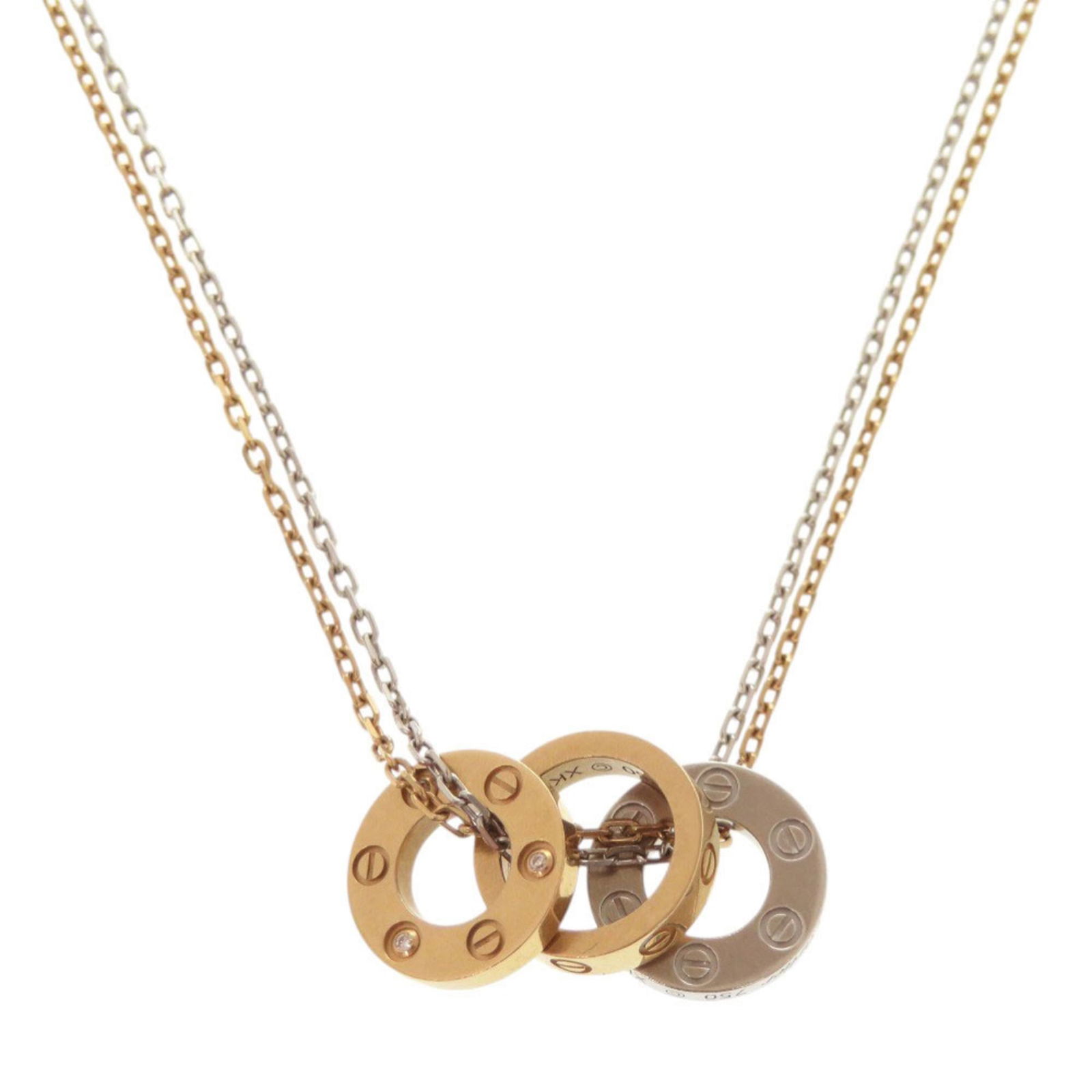 CARTIER Love 18KPG/ 18KWG Diamond 750PG/ 750WG Pink Gold/ White Gold Necklace 0217: CARTIER Love 18KPG/ 18KWG Diamond 750PG/ 750WG Pink Gold/ White Gold Necklace 0217 This listing features CARTIER Love 18KPG/ 18KWG Diamond 750PG/ 750WG Pink Gold/ White Gold Necklace 0217. Item specif