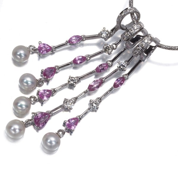 Wg Pink Sapphire 2.30Ct Diamond 0.50Ct Pearl 5.0-5.4Mm Necklace 18K: Wg Pink Sapphire 2.30Ct Diamond 0.50Ct Pearl 5.0-5.4Mm Necklace 18K This listing features Wg Pink Sapphire 2.30Ct Diamond 0.50Ct Pearl 5.0-5.4Mm Necklace 18K. Item specifics are provided below. Item