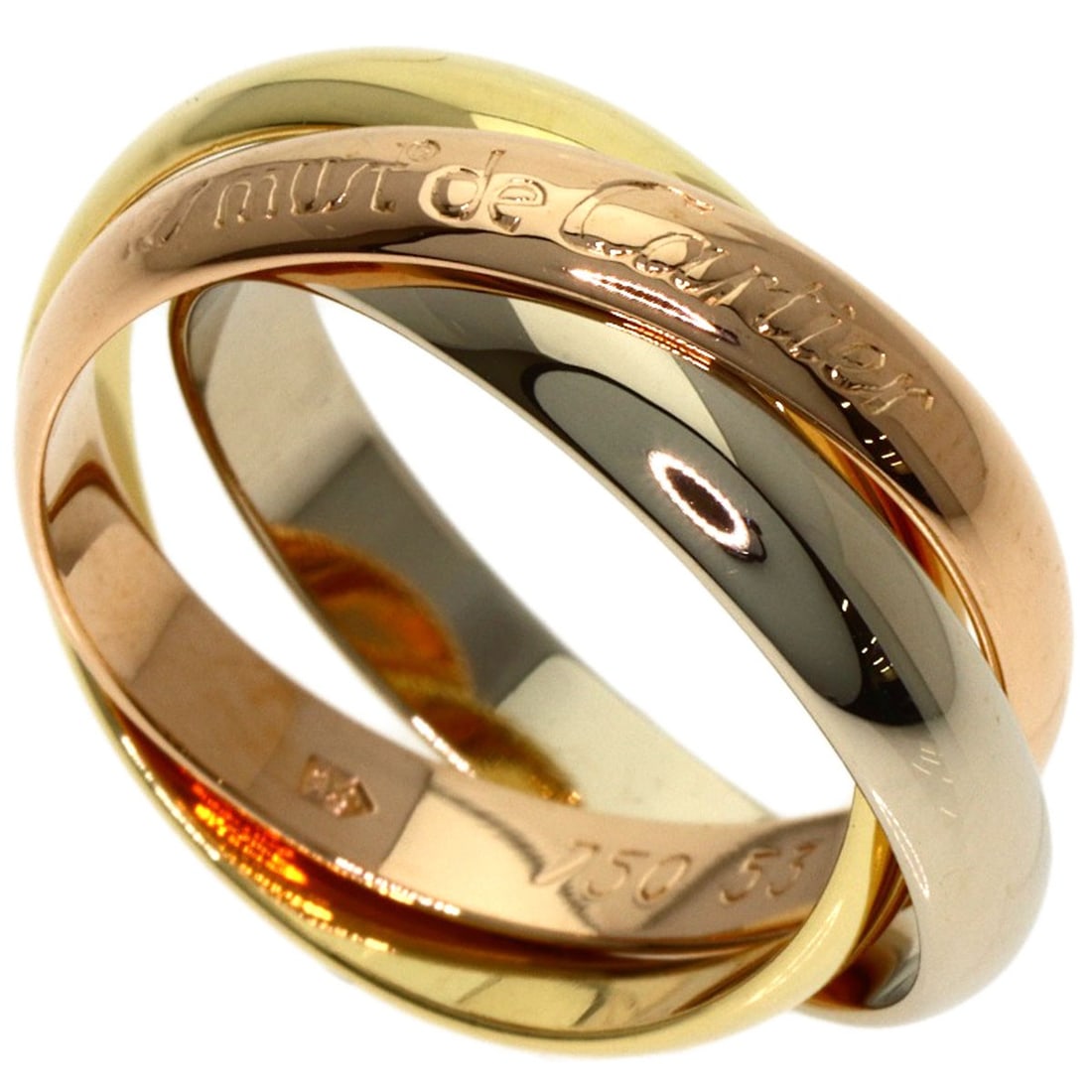 Gold CARTIER Trinity #53 Ring K18 Yellow Gold K18 White: Gold CARTIER Trinity #53 Ring K18 Yellow Gold K18 White This listing features Gold CARTIER Trinity #53 Ring K18 Yellow Gold K18 White. Item specifics are provided below. Item Specifics: Brand: CARTIER