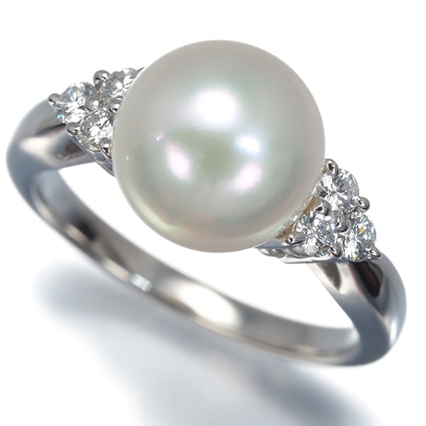 Platinum Mikimoto Ring Akoya Pearl 8.9Mm Diamond Us5 950 (1 of 6)