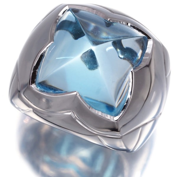 Gold Bvlgari Ring Topaz Pyramid Us5 18K 750 White (1 of 7)