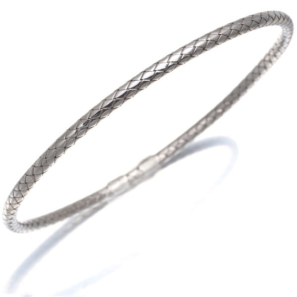 Silver Bottega Veneta Bracelet Intrecciato Bangle M Engraved 925 Sterling (1 of 4)