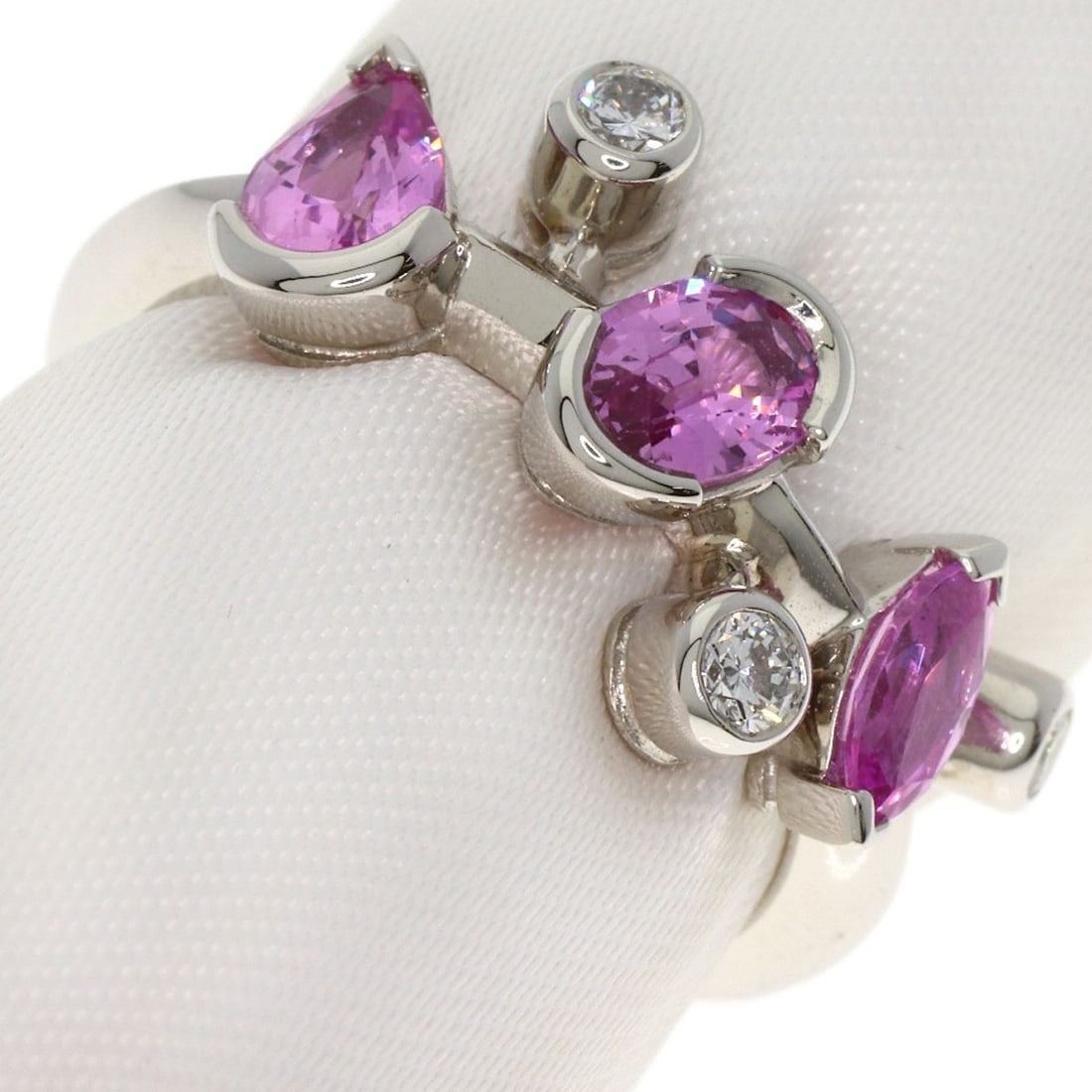 PT950 CARTIER Merimero Pink Sapphire Diamond # 49 Ring Platinum: PT950 CARTIER Merimero Pink Sapphire Diamond # 49 Ring Platinum This listing features PT950 CARTIER Merimero Pink Sapphire Diamond # 49 Ring Platinum. Item specifics are provided below. Item Specifics