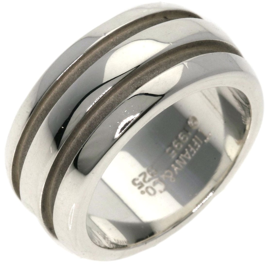 Silver TIFFANY&Co. Grooved Ring - 2