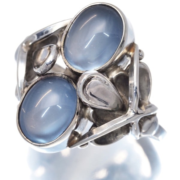 Silver Georg Jensen Ring Moonstone 48 Us8 925 Sterling (1 of 5)