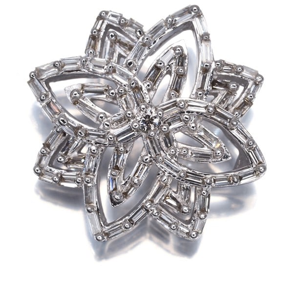 Gold Diamond 0.47Ct Openwork Flower Pendant 18K 750 White (1 of 4)