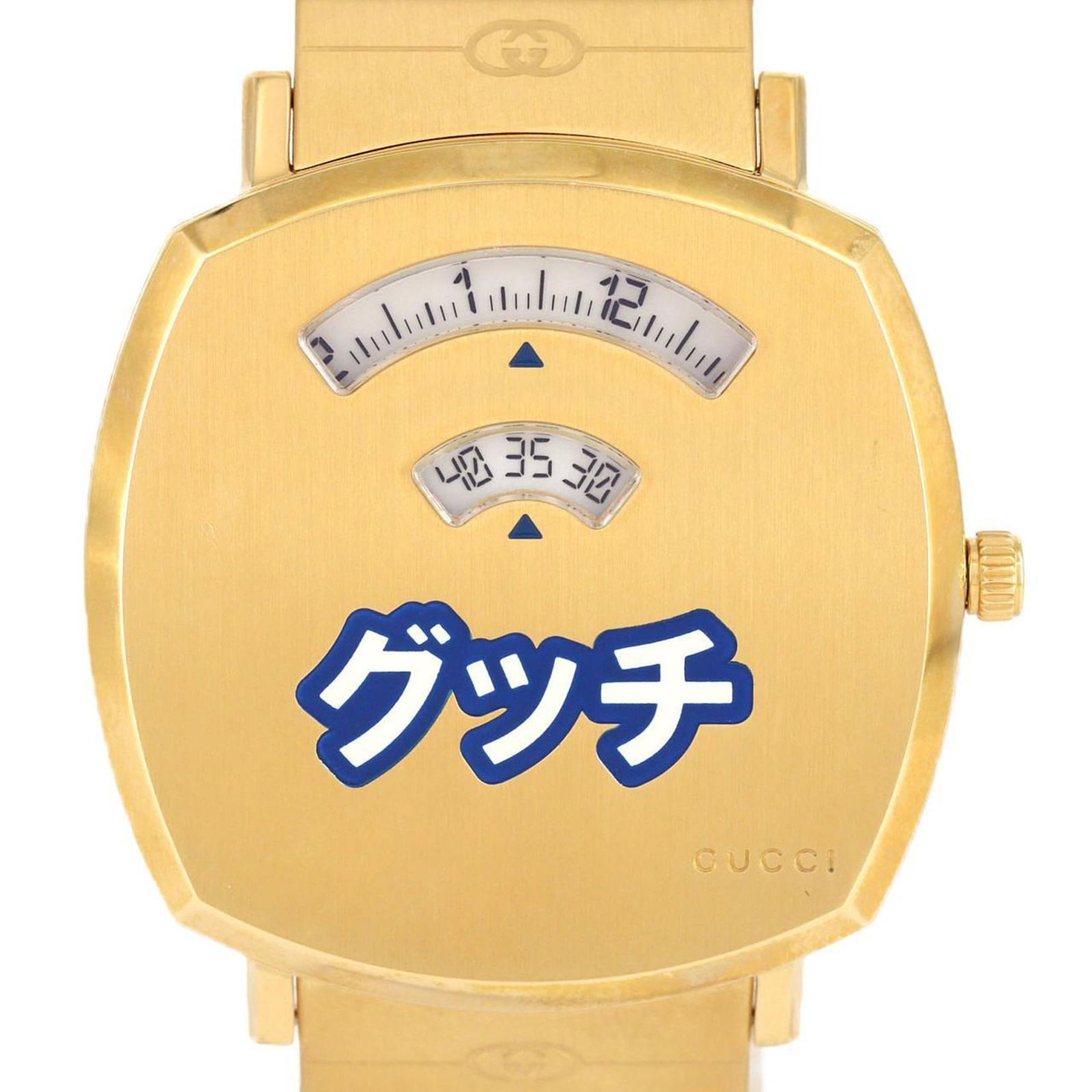 Wristwatch Gucci: Wristwatch Gucci This listing features Wristwatch Gucci. Item specifics are provided below. Item Specifics: Brand: Gucci Type: Wristwatch Gender: Men,Women Material (Case): Gold Plated Material (Band)