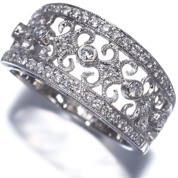 Platinum Diamond 0.34Ct Milgrain Ring 900 (1 of 6)