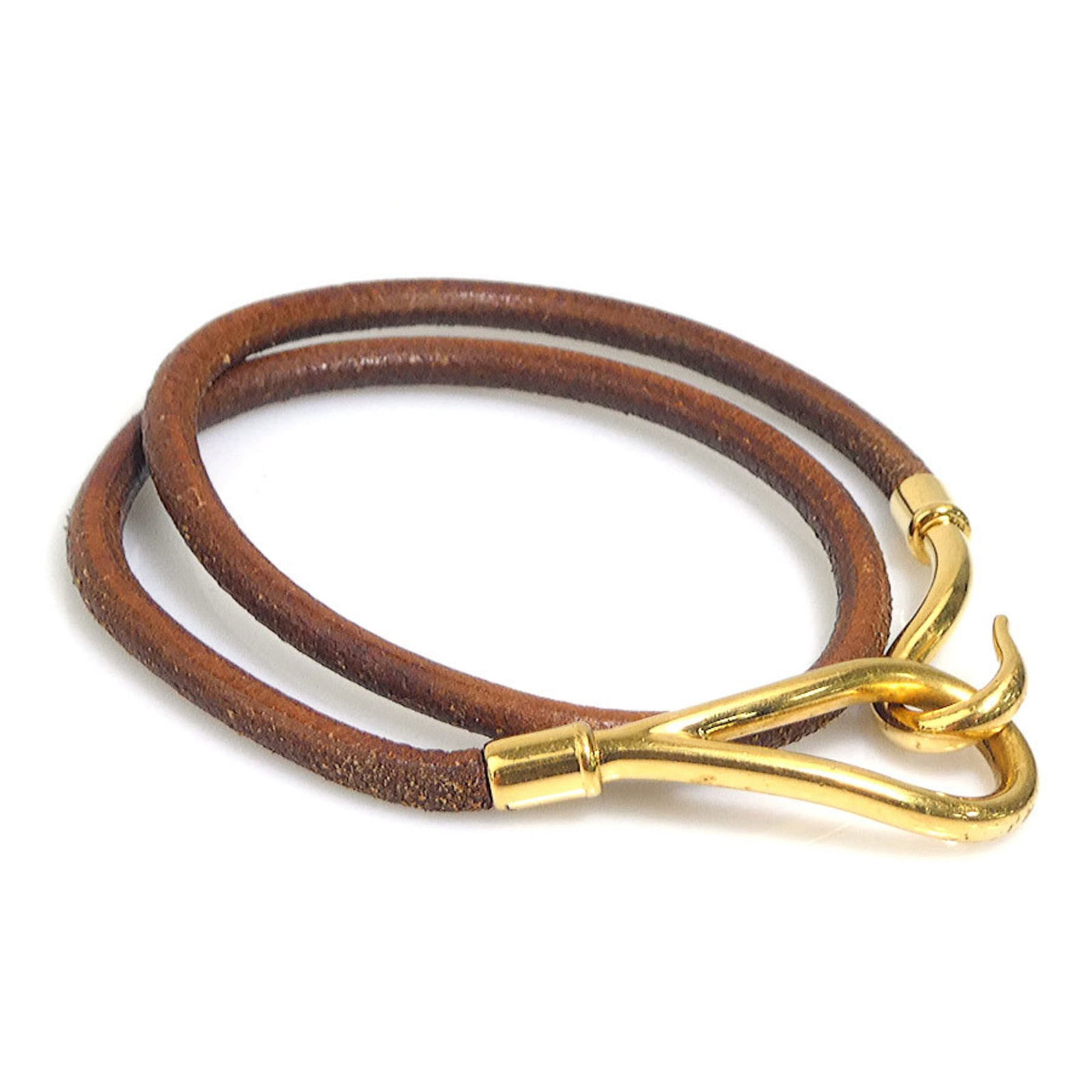 e61168a - Hermes Herms Jumbo Leather/ Metal Bracelet Choker Necklace in Brown/ Gold - Women's (1 of 5)