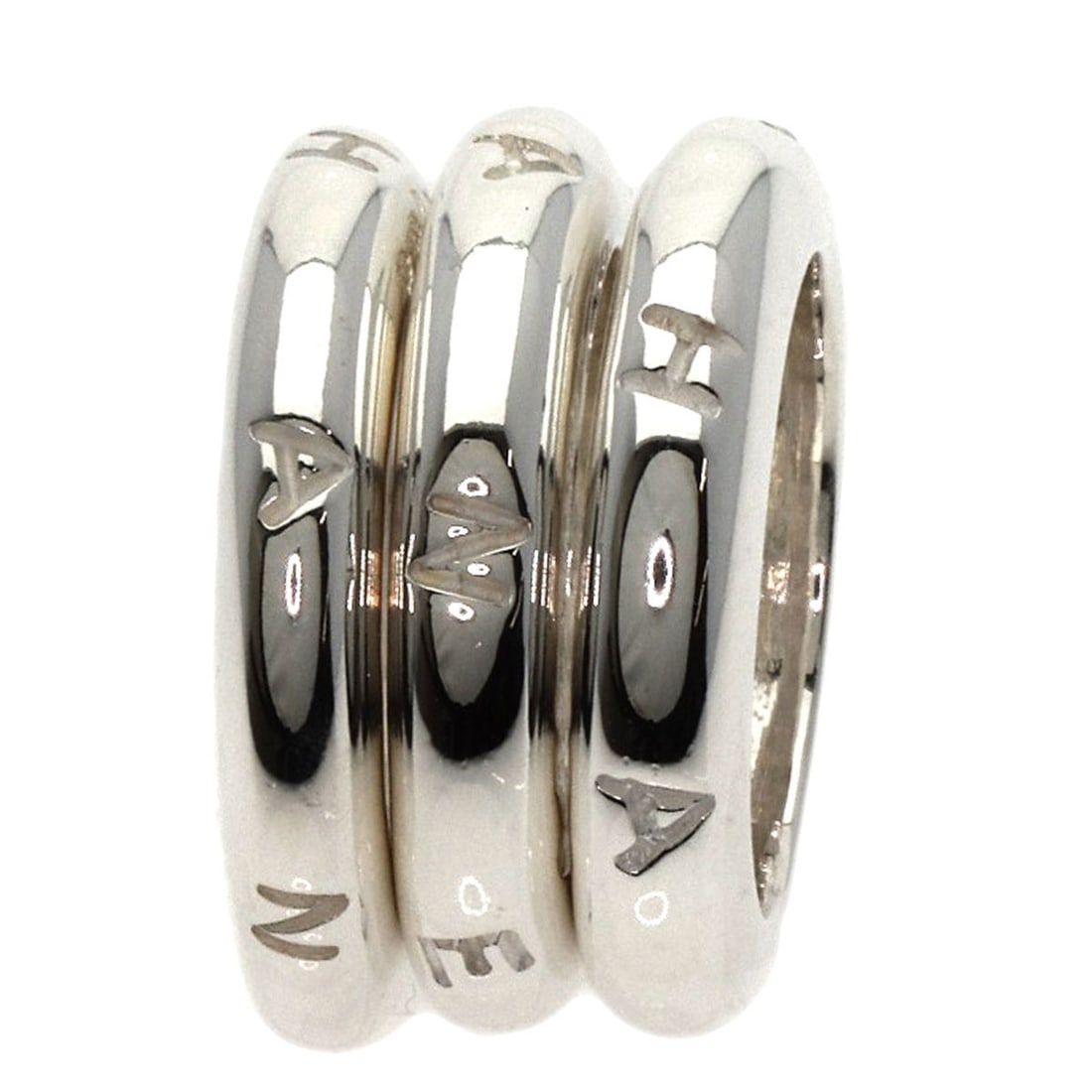Silver CHANEL Logo Triple Ring - 3