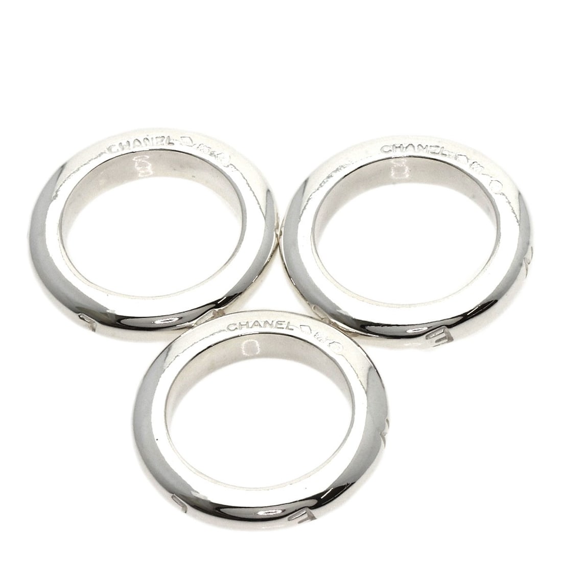 Silver CHANEL Logo Triple Ring - 4