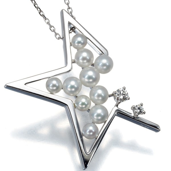 Wg Tasaki Necklace Freshwater Pearl Diamond 0.07Ct Abstract Star 18K: Wg Tasaki Necklace Freshwater Pearl Diamond 0.07Ct Abstract Star 18K This listing features Wg Tasaki Necklace Freshwater Pearl Diamond 0.07Ct Abstract Star 18K. Item specifics are provided below. Item