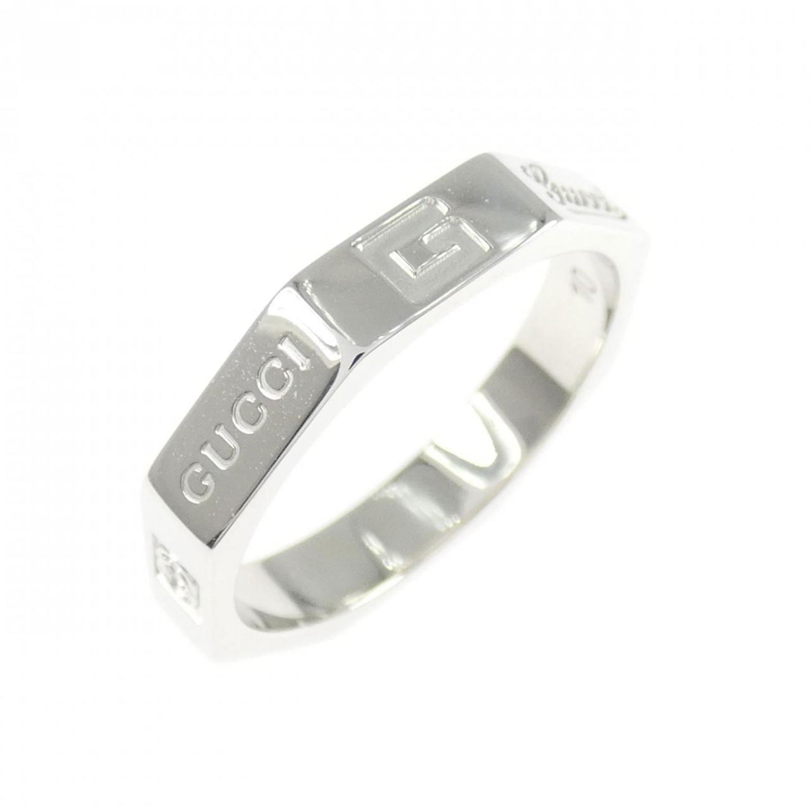 (18K) Gucci Band Ring White Gold: (18K) Gucci Band Ring White Gold This listing features (18K) Gucci Band Ring White Gold. Item specifics are provided below. Item Specifics: Brand: Gucci Type: Band Ring Gender: Women Material: White G
