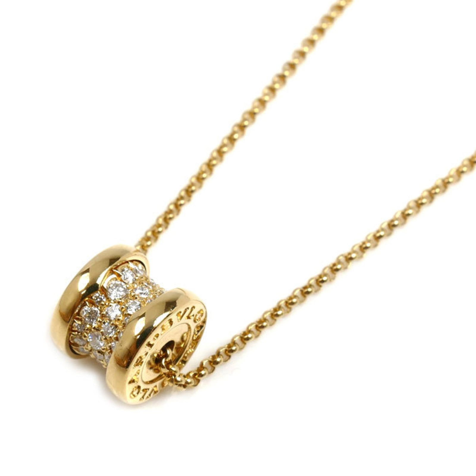 Women's BVLGARI 18K Yellow Gold B.zero1 Mini Pav Diamond Necklace 357496 7.6g 38/ 43cm: Women's BVLGARI 18K Yellow Gold B.zero1 Mini Pav Diamond Necklace 357496 7.6g 38/ 43cm This listing features Women's BVLGARI 18K Yellow Gold B.zero1 Mini Pav Diamond Necklace 357496 7.6g 38/ 43cm.