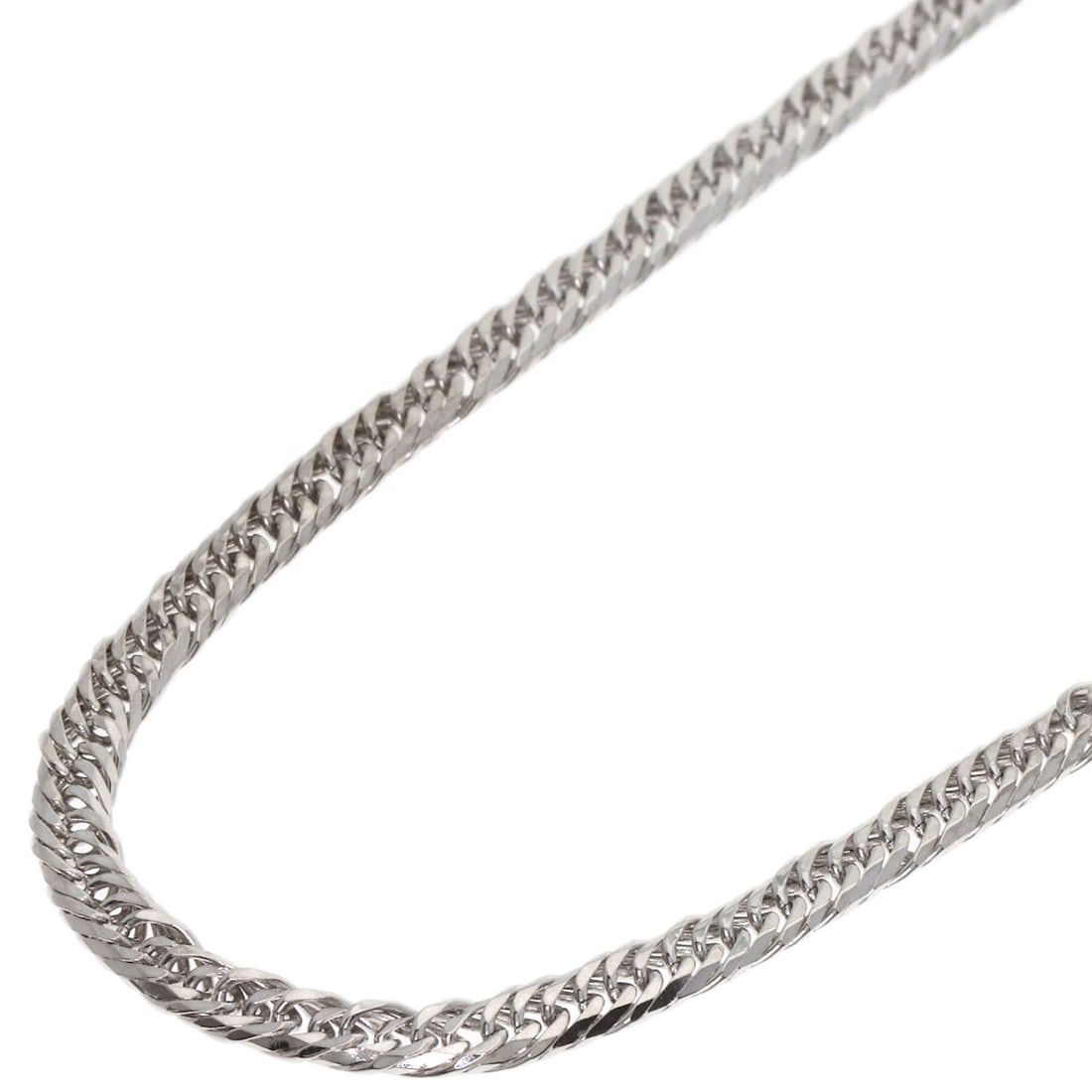 10.4g Curb chain Kihei 6-sided W Necklace K18 White Gold (1 of 7)