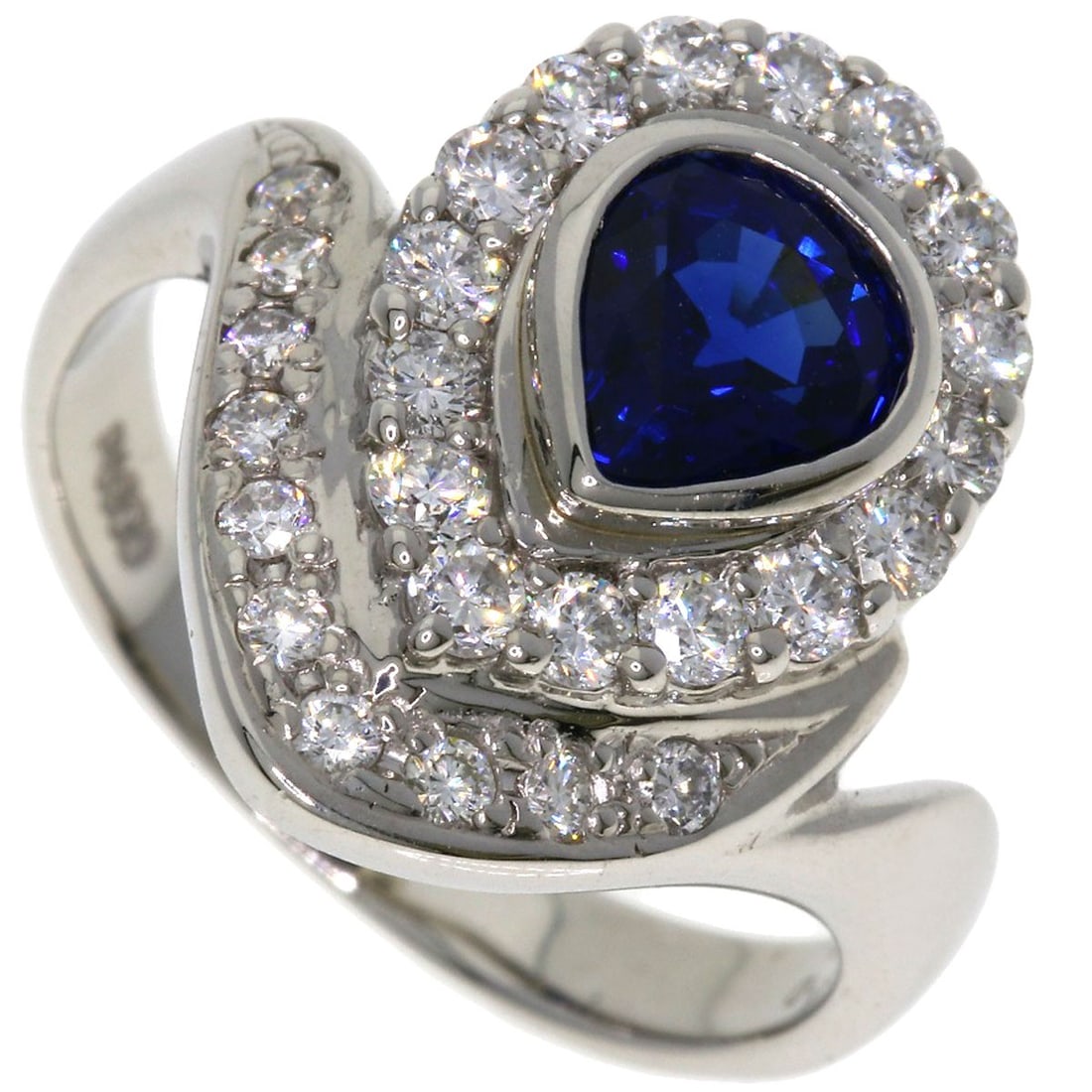 8.7g 1.301ct Sapphire Diamond Ring Platinum PT900 (1 of 10)