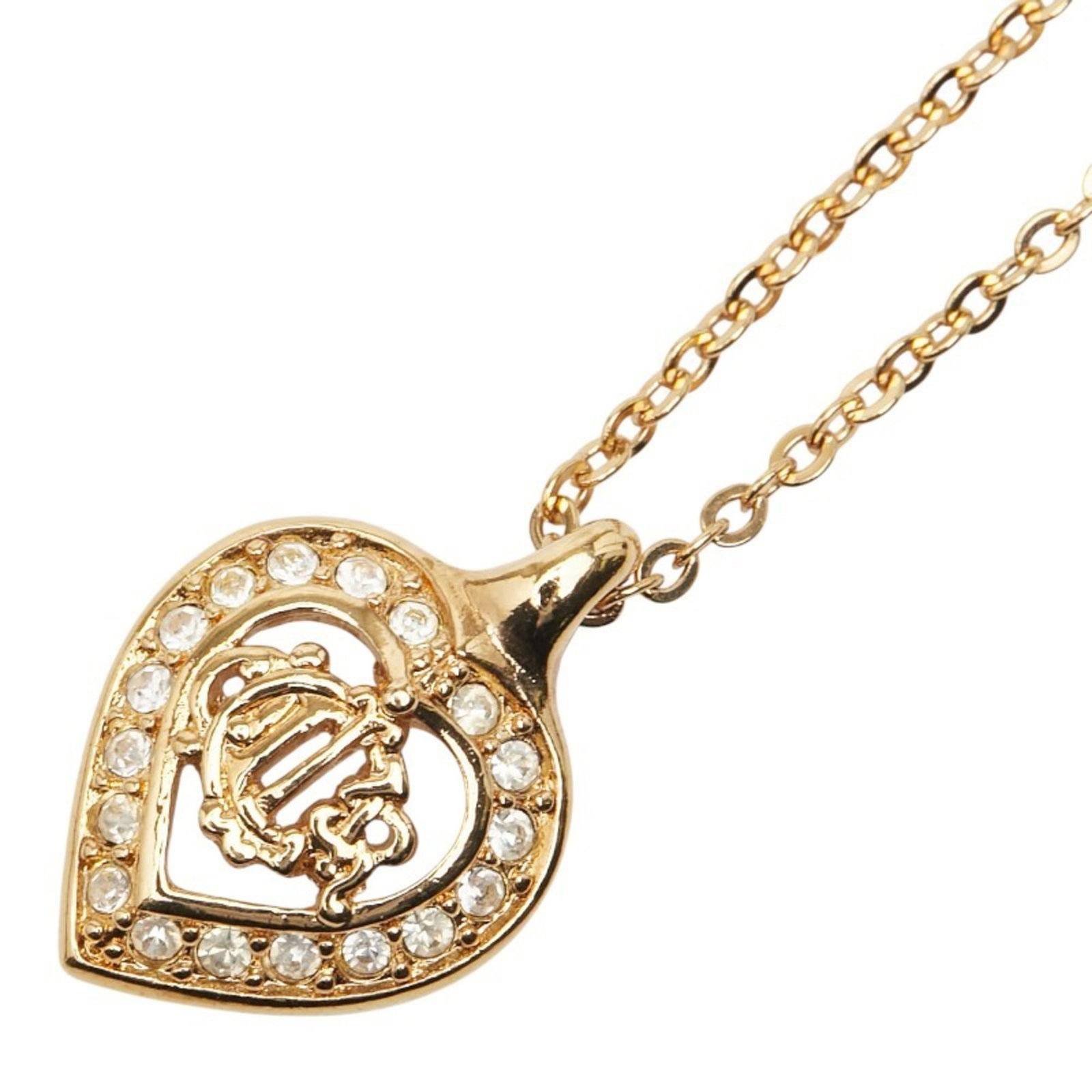 for women. - Christian Dior logo heart rhinestone necklace - gold plated: for women. - Christian Dior logo heart rhinestone necklace - gold plated This listing features for women. - Christian Dior logo heart rhinestone necklace - gold plated. Item specifics are provided bel
